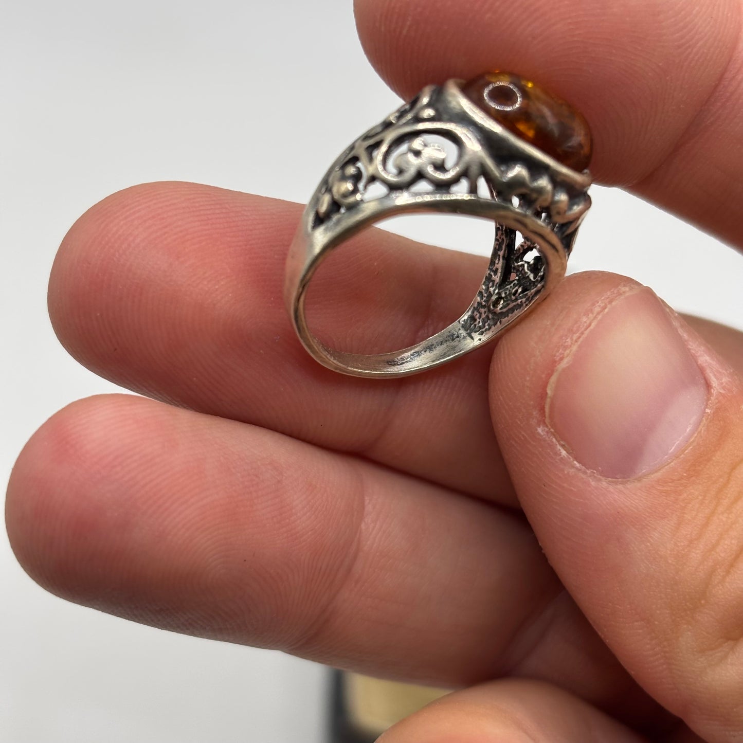Silver Amber Ring (N)