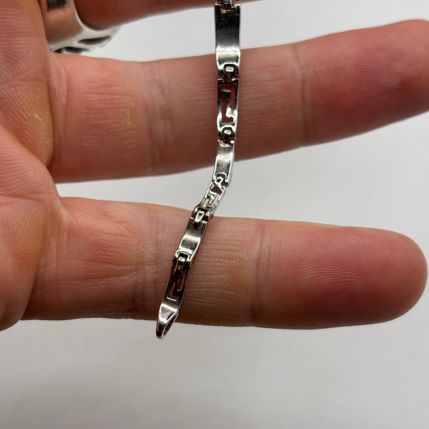 Silver 7” Opal Greek Bracelet