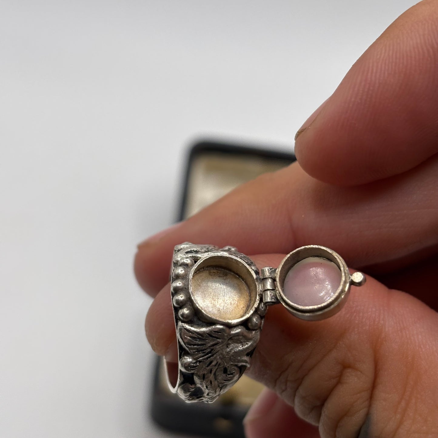 Silver Moonstone Poison Ring (P)