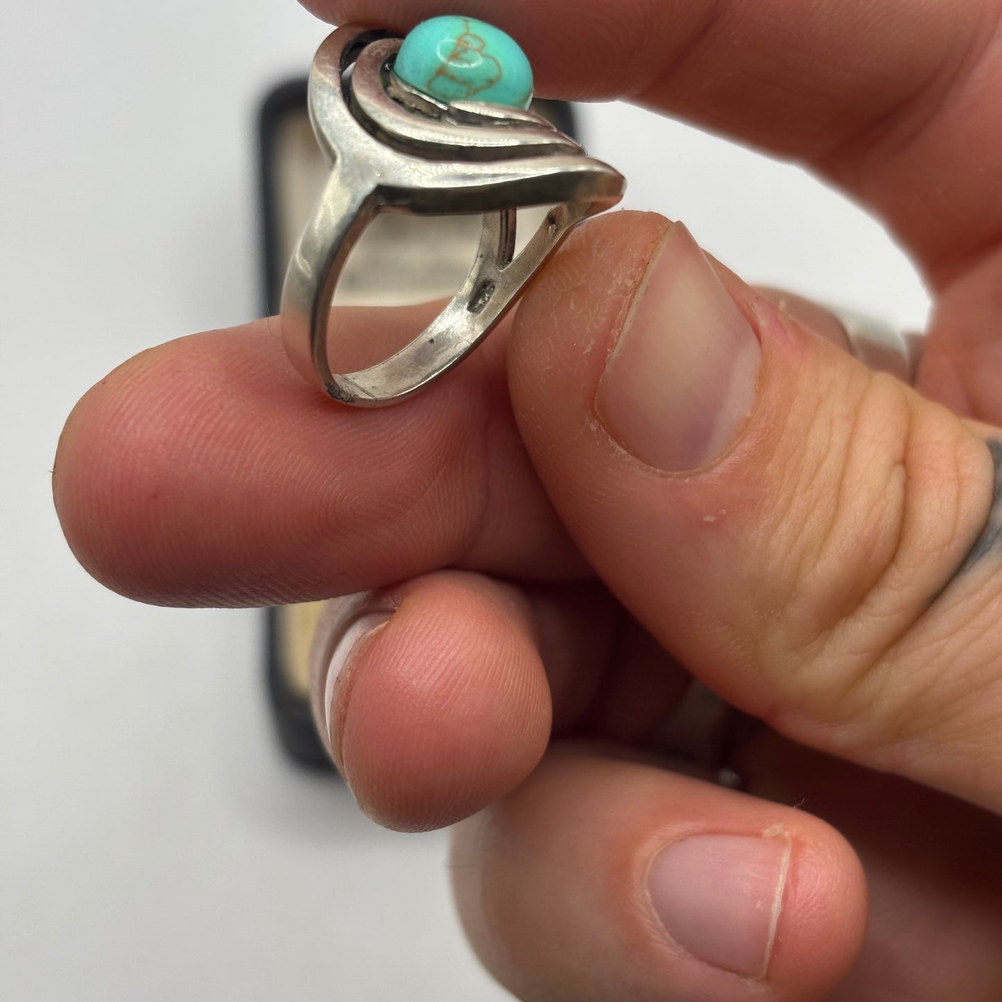 Silver Turquoise Swirl Ring