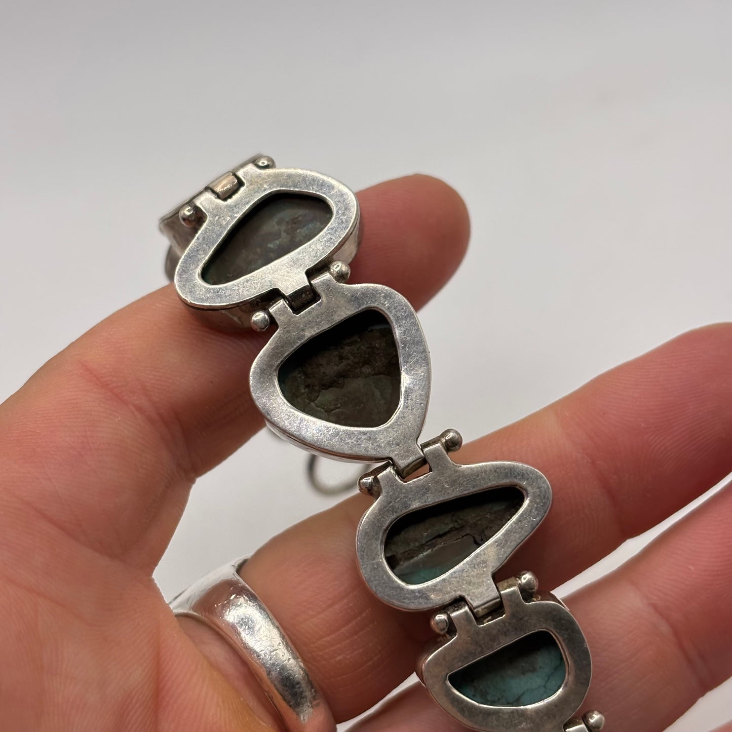Silver 7”-8.5” Beautiful Turquoise Bracelet