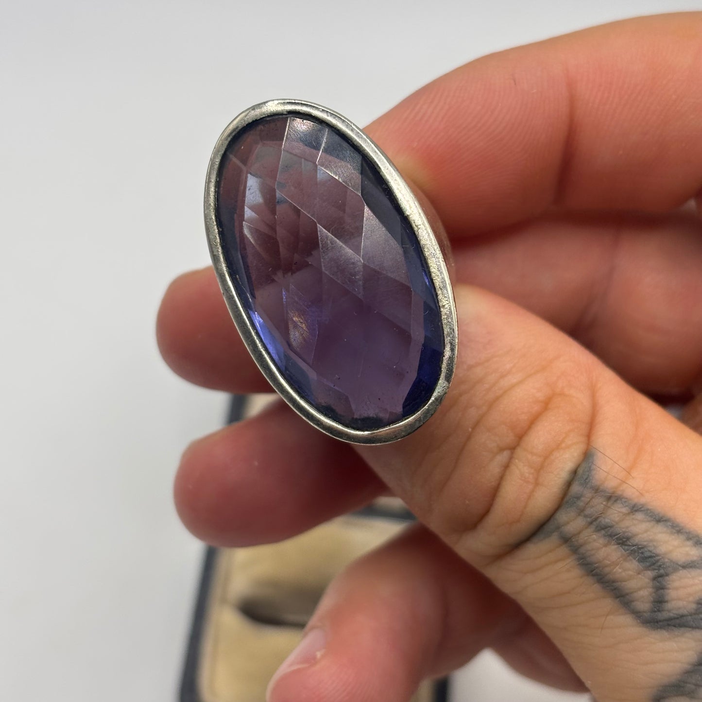 Silver Amethyst Faceted Ring
