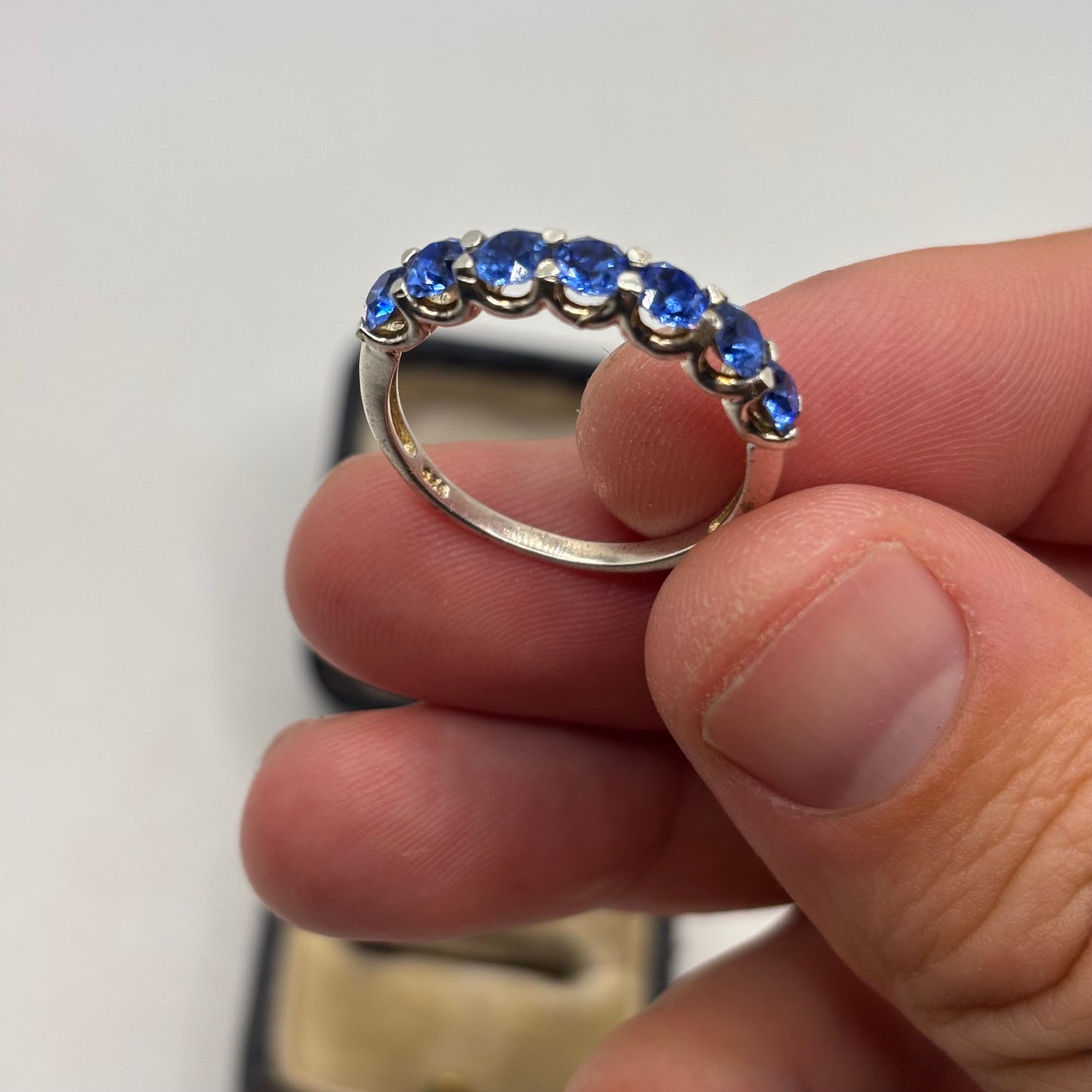 Silver Blue Stoned Ring (S 1/2)