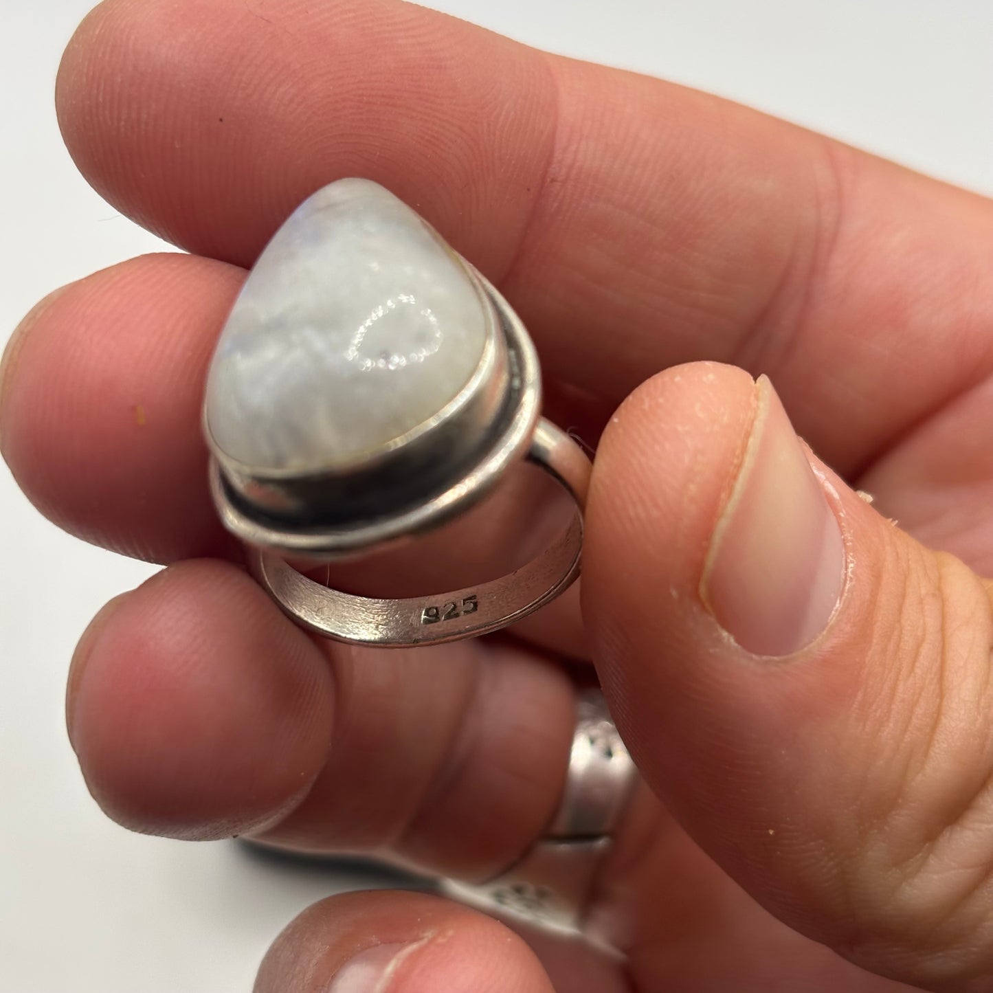 Silver Large Moonstone Ring (L)