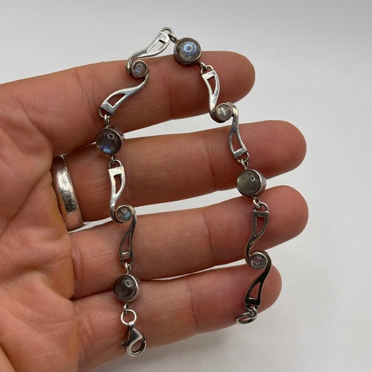 Silver 7.5” Labradorite Bracelet