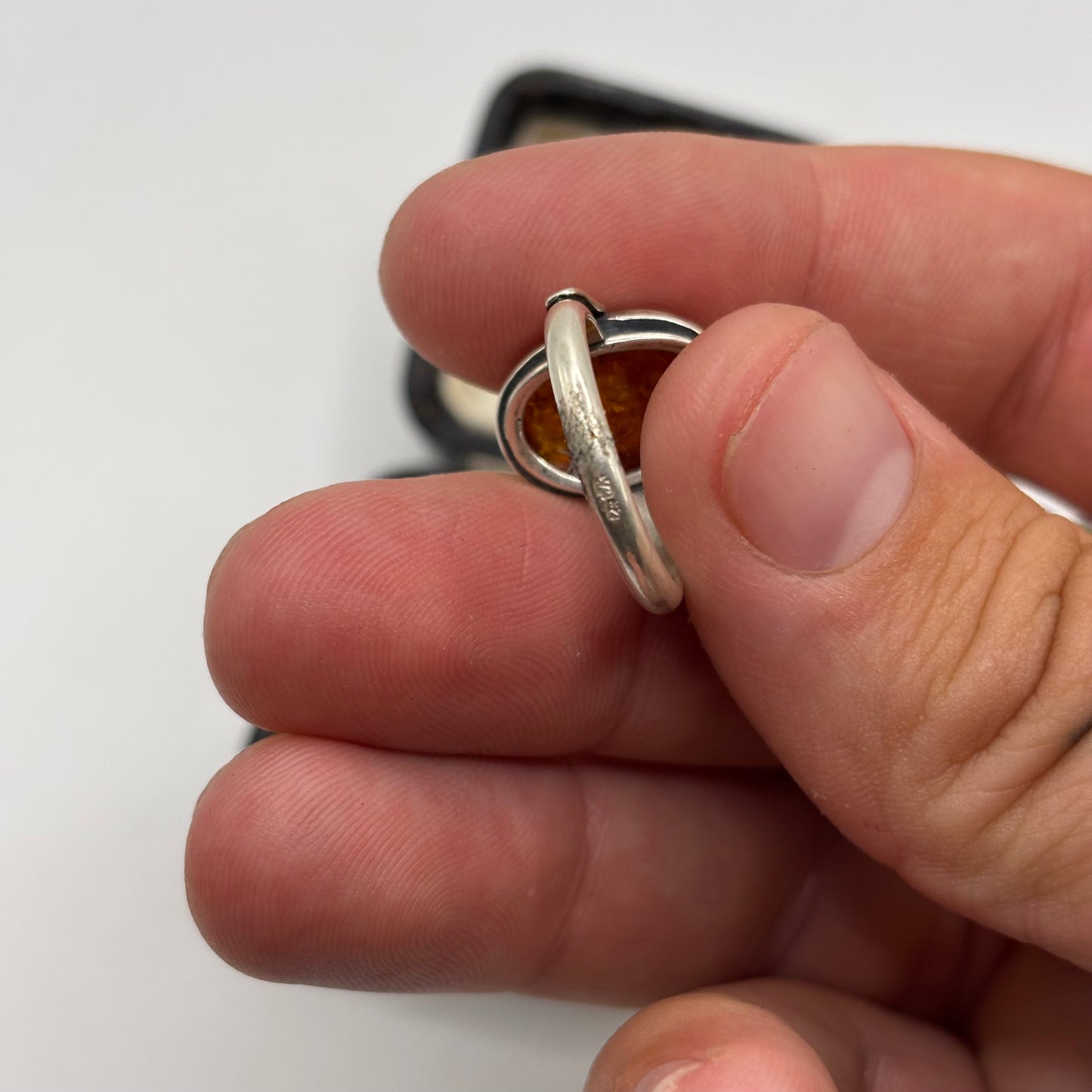 Silver Amber Ring (M)