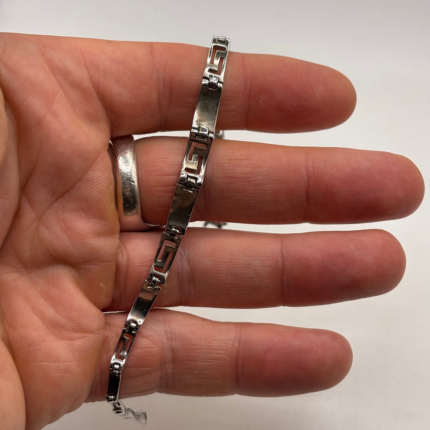 Silver 7” Opal Greek Bracelet