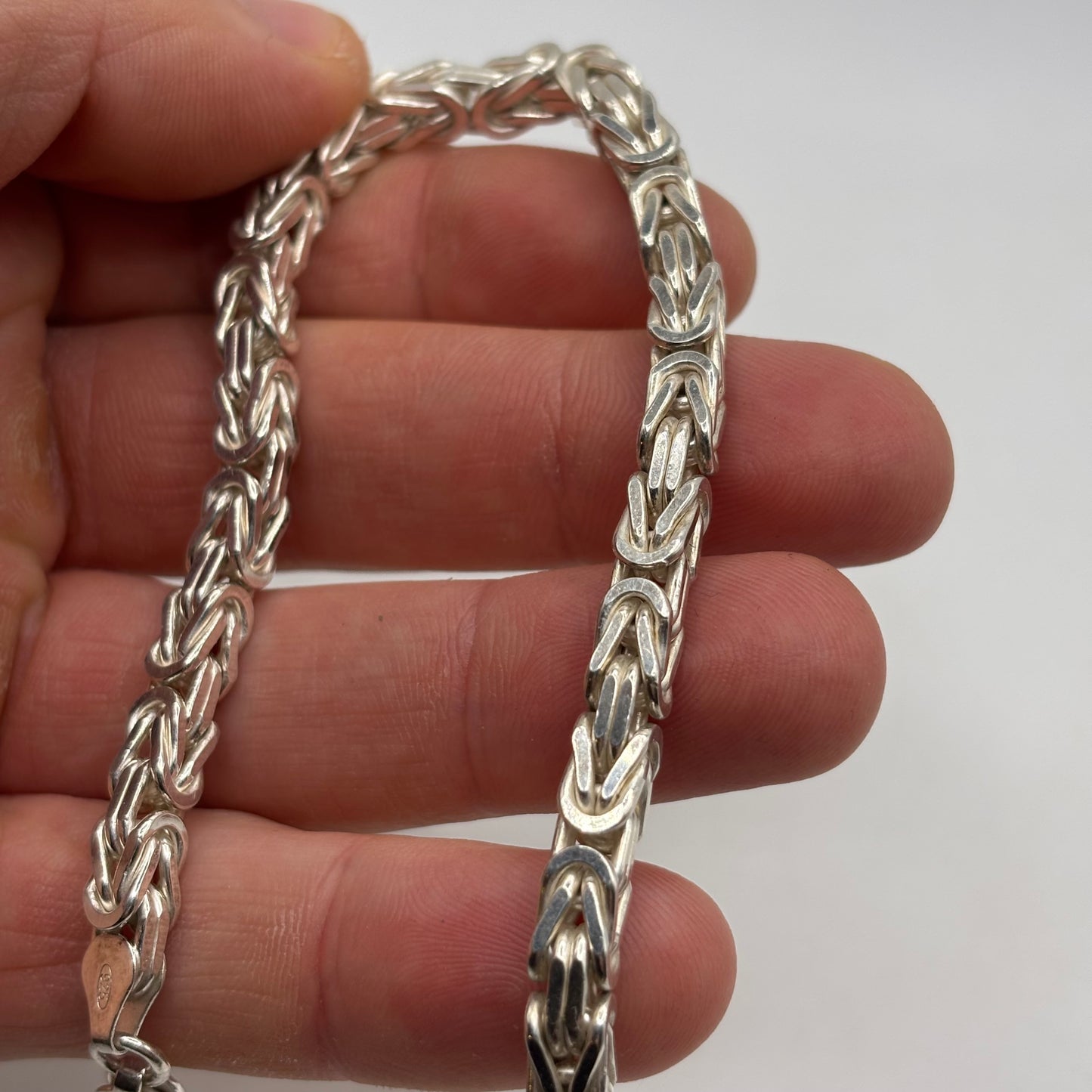 Silver Heavy 8.5” Byzantine Bracelet