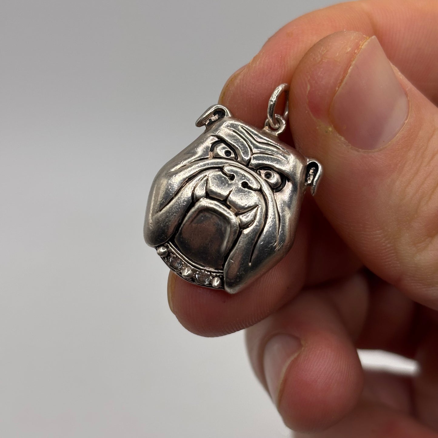 Silver British Bulldog Pendant