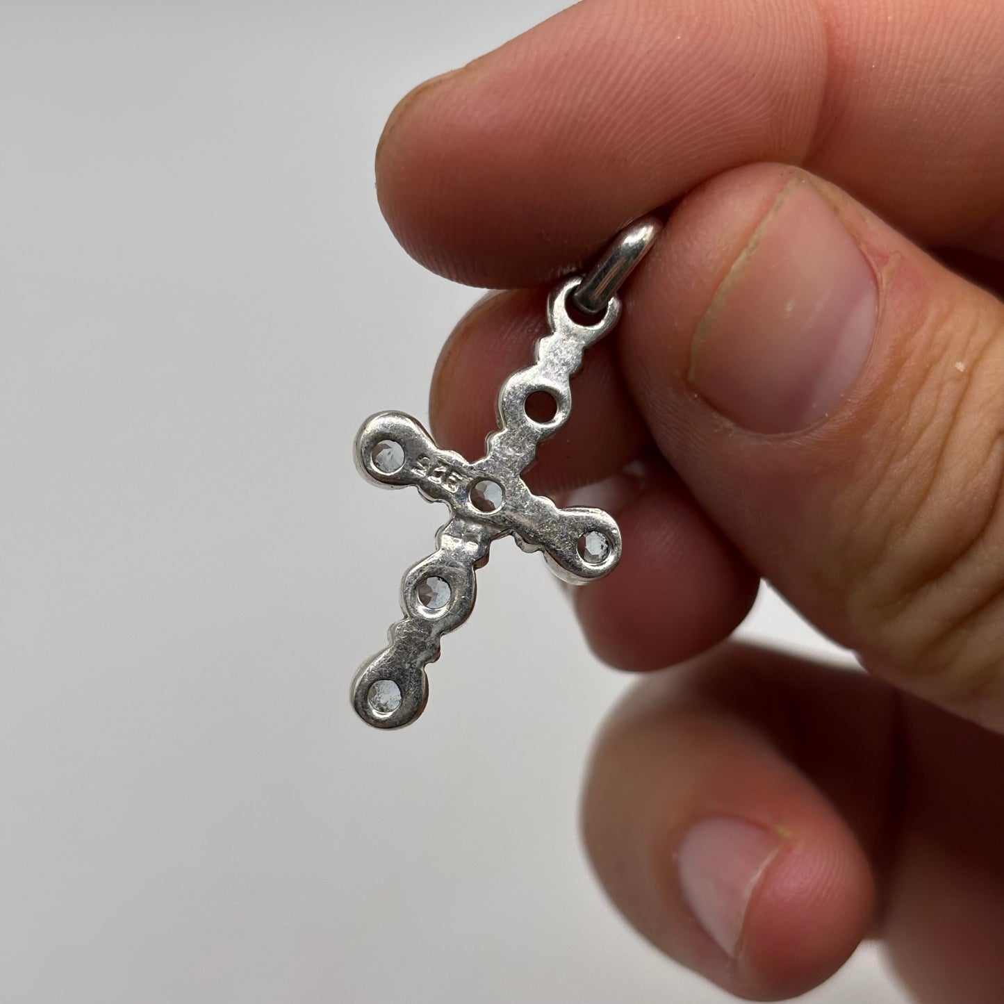 Silver Blue Topaz Cross Pendant