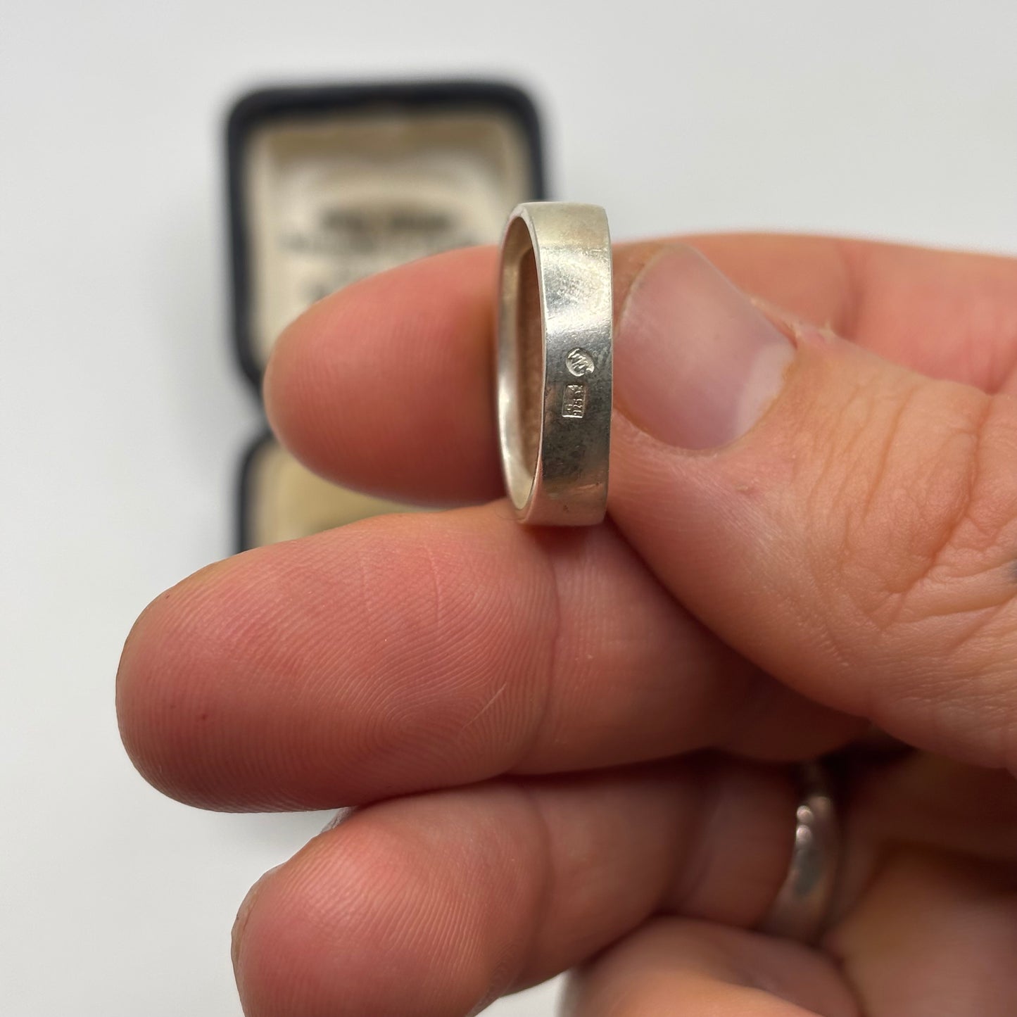 Silver Inlayed Amber Ring