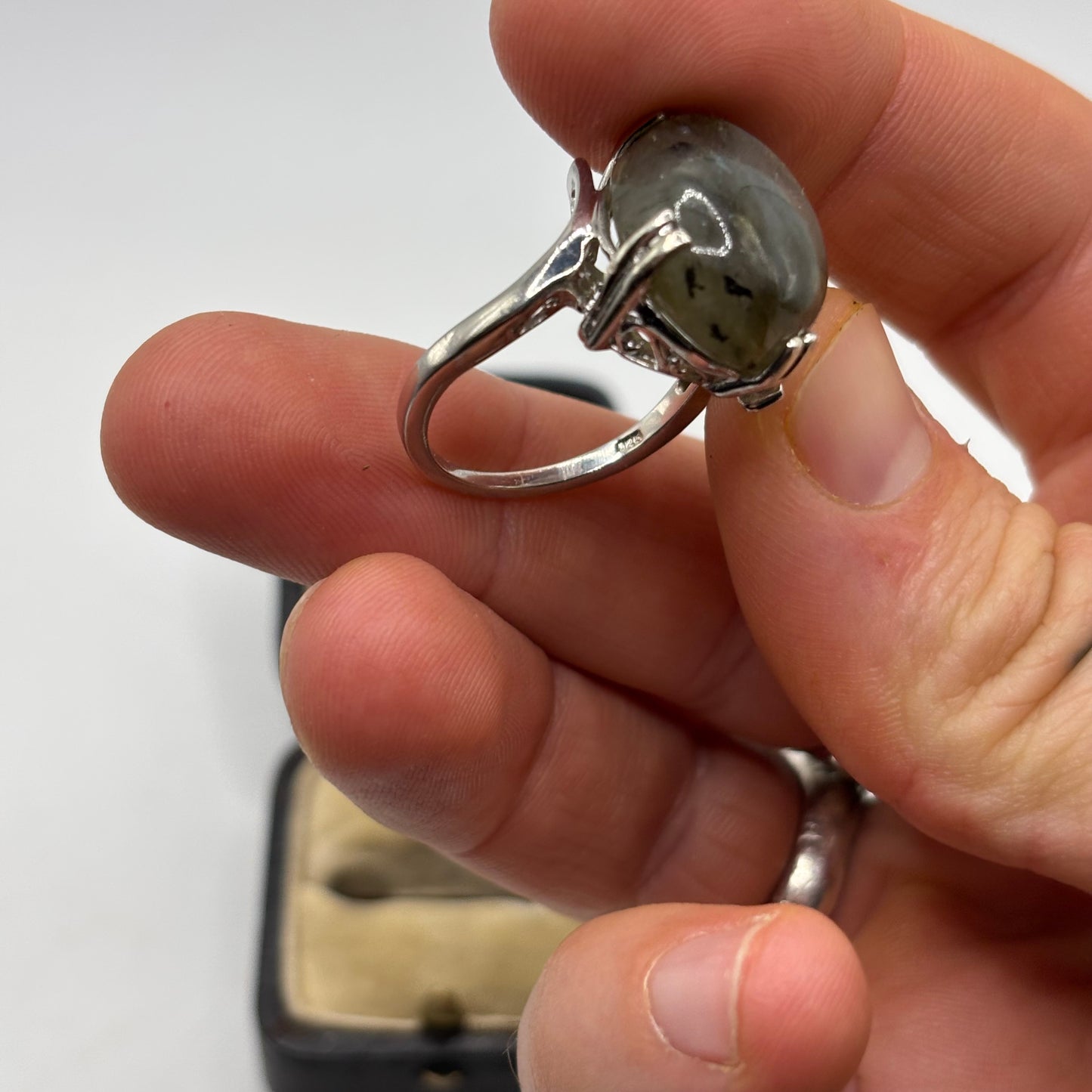 Silver Big Labradorite Ring