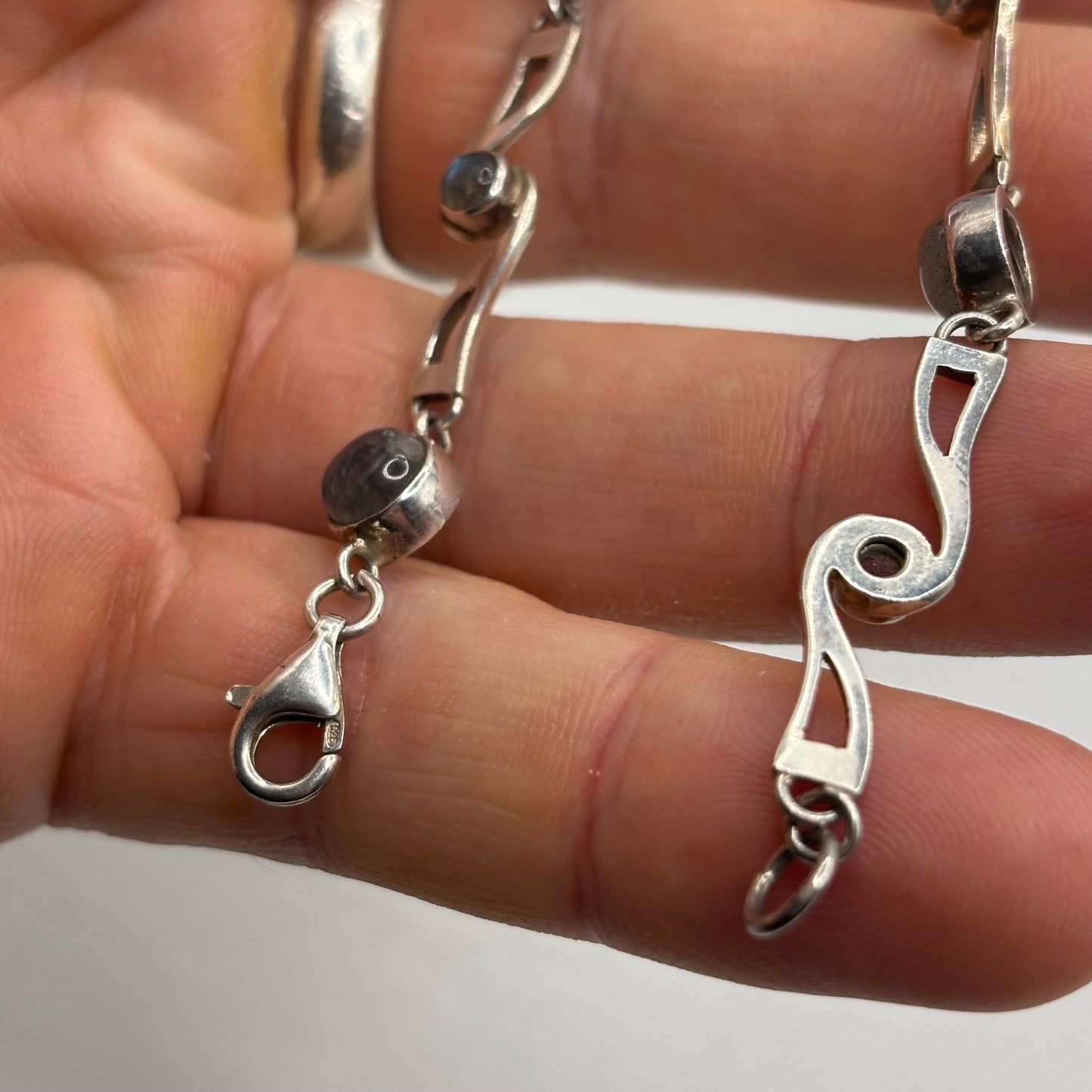 Silver 7.5” Labradorite Bracelet