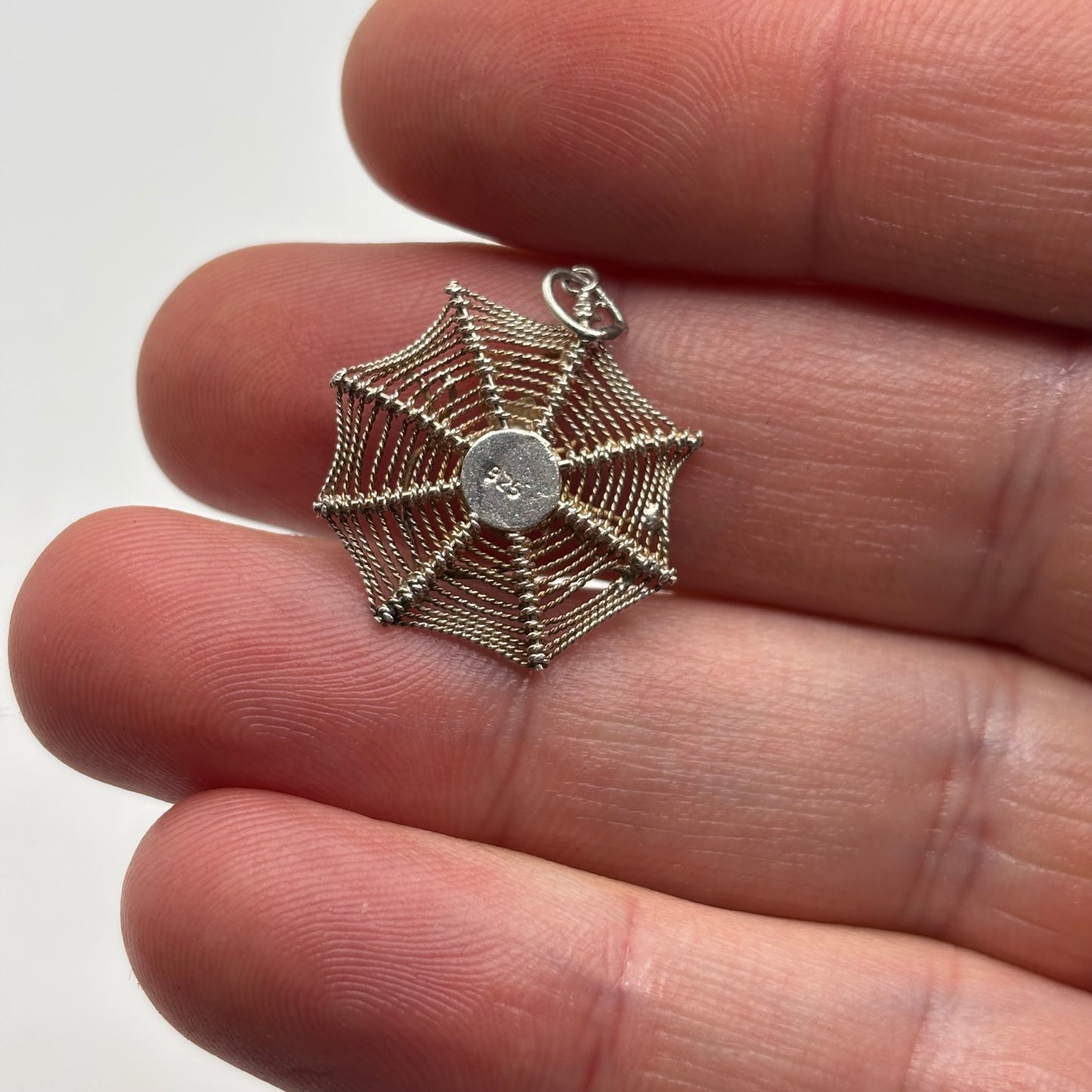 Silver Spider Web Pendant