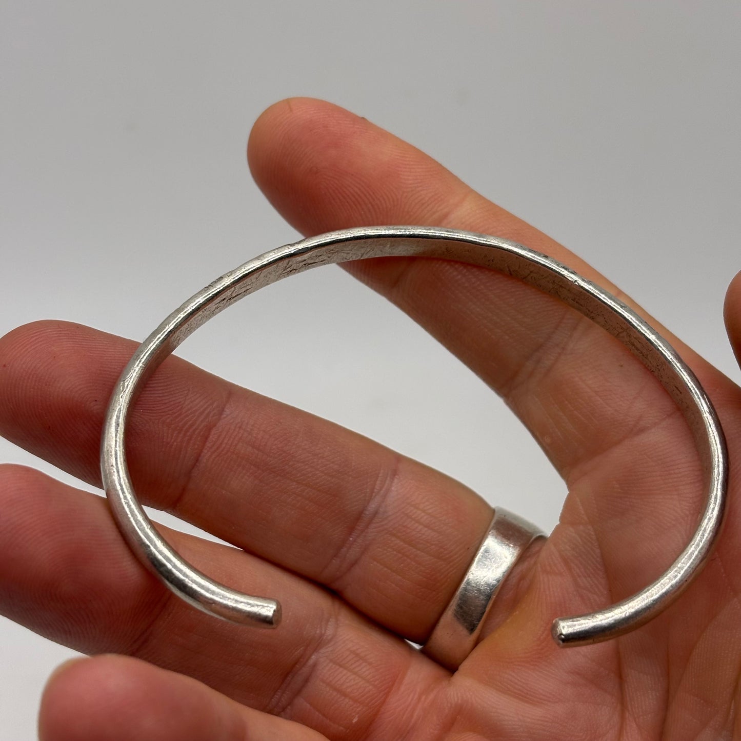 Silver Stamp Work Cuff Bracelet