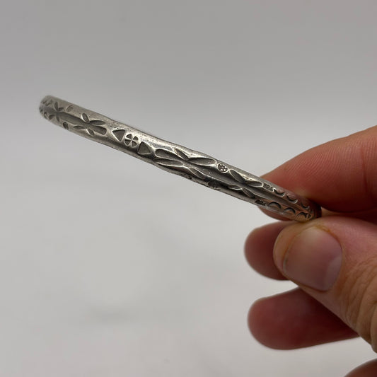 Silver Stamp Work Cuff Bracelet