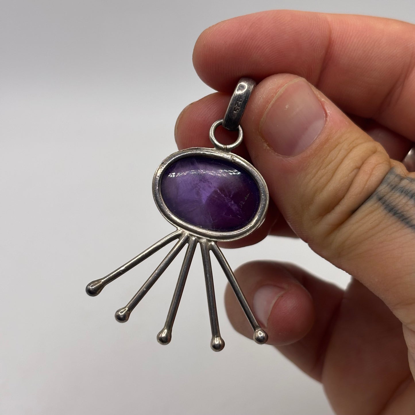 Silver Amethyst Abstract Pendant