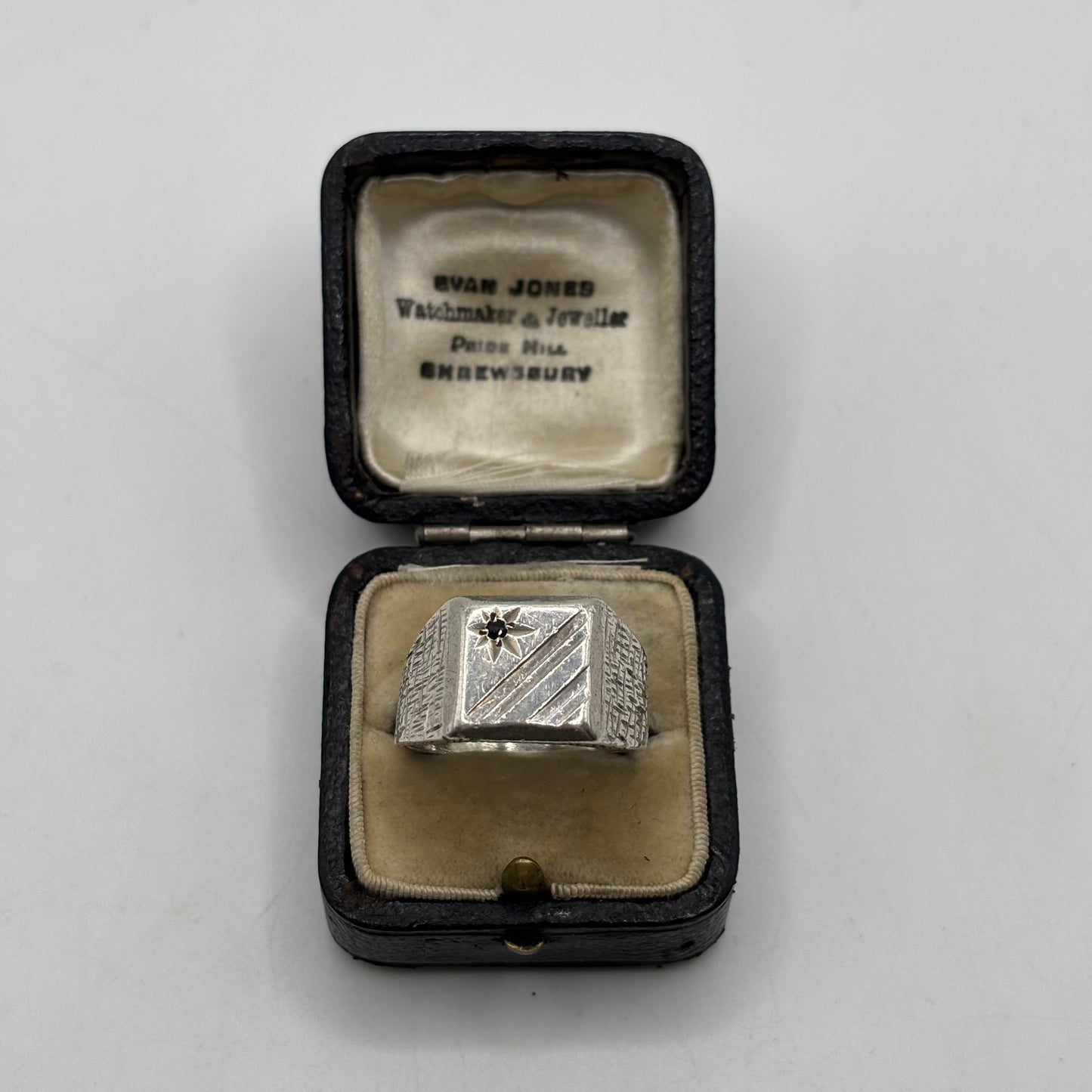 Silver Vintage Sapphire Signet Ring
