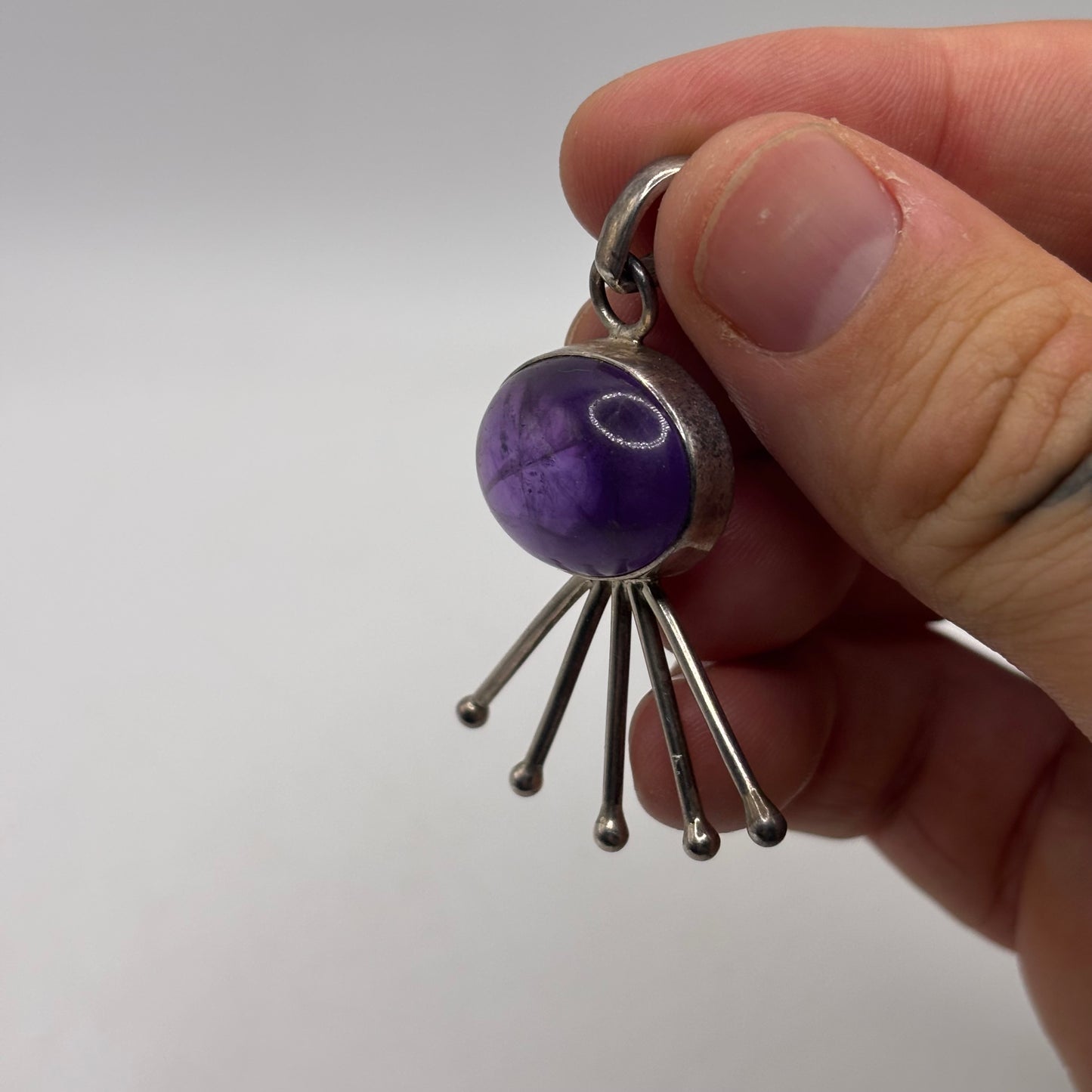 Silver Amethyst Abstract Pendant