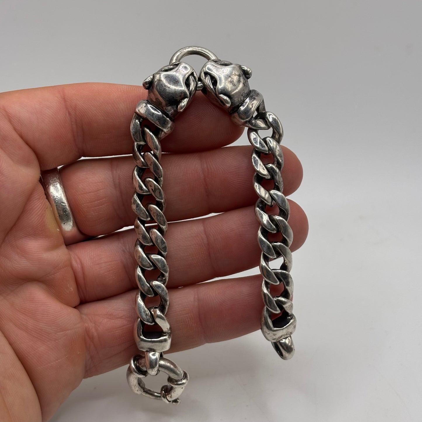 Silver 7.5” Panther Curb Bracelet