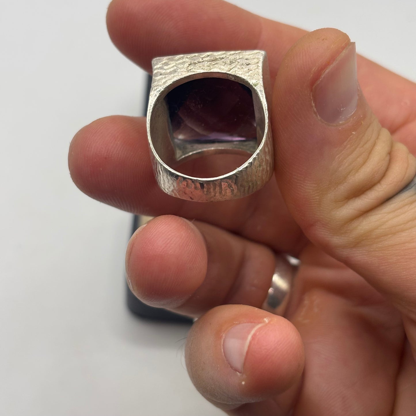 Silver Large Amethyst Ring