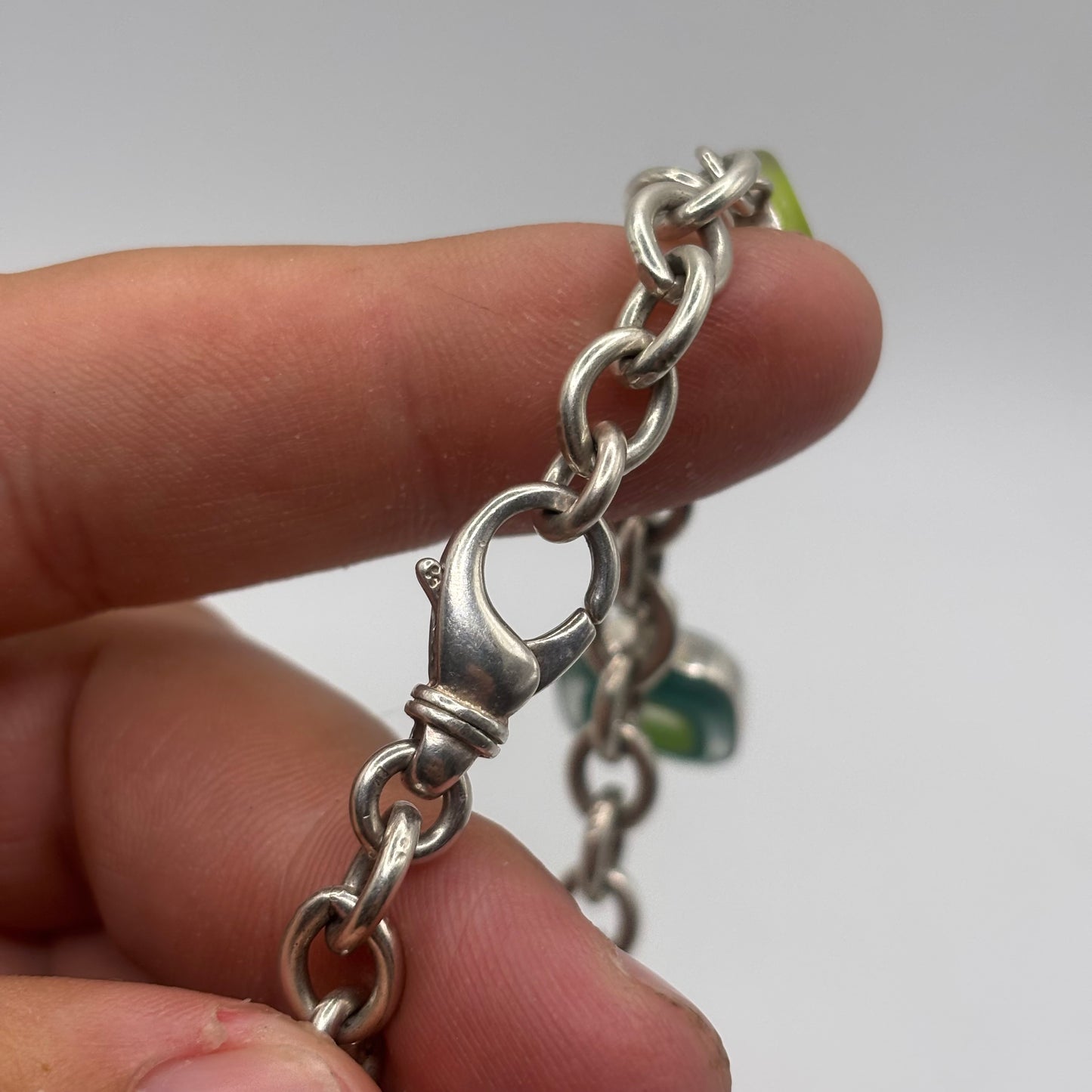 Silver 8” Funky Glass Bracelet