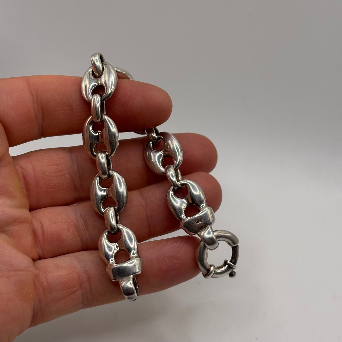 Silver 7” Marina Puff Link Bracelet