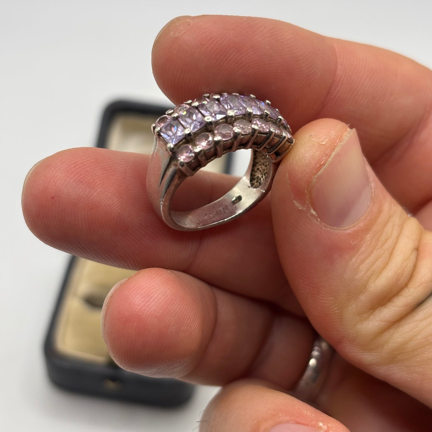 Silver Amethyst & Pink CZ Ring