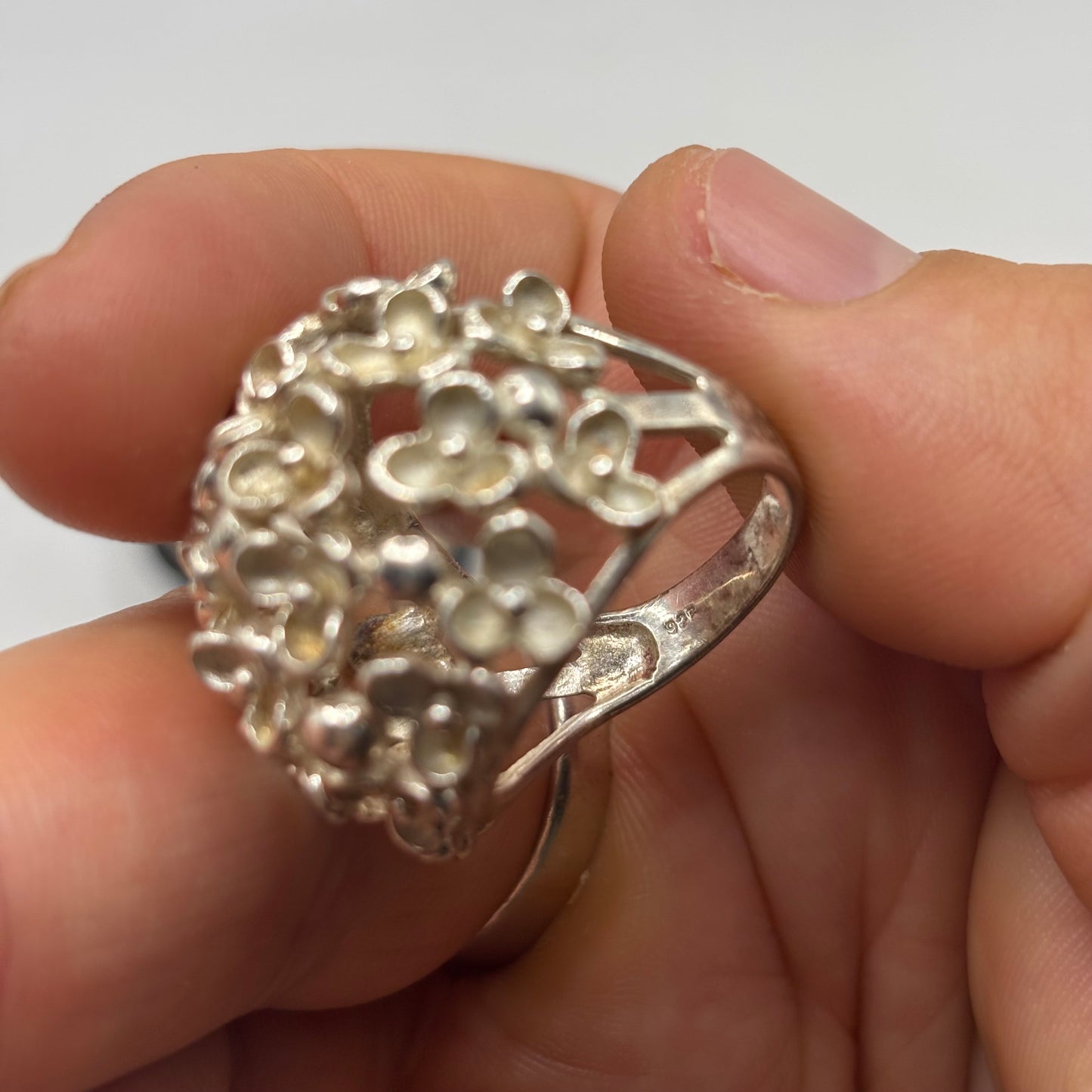 Silver Heavy Flower Ring