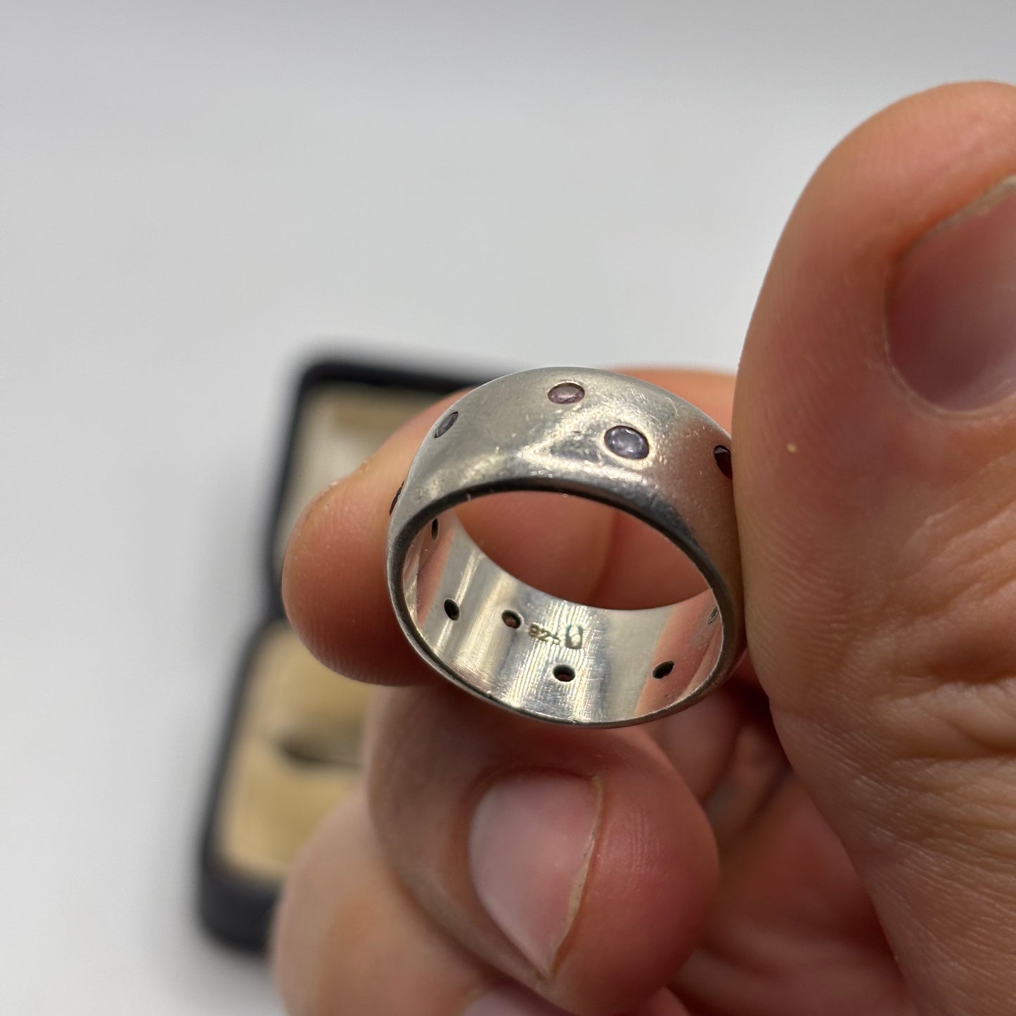 Silver Multi Gem Band Ring