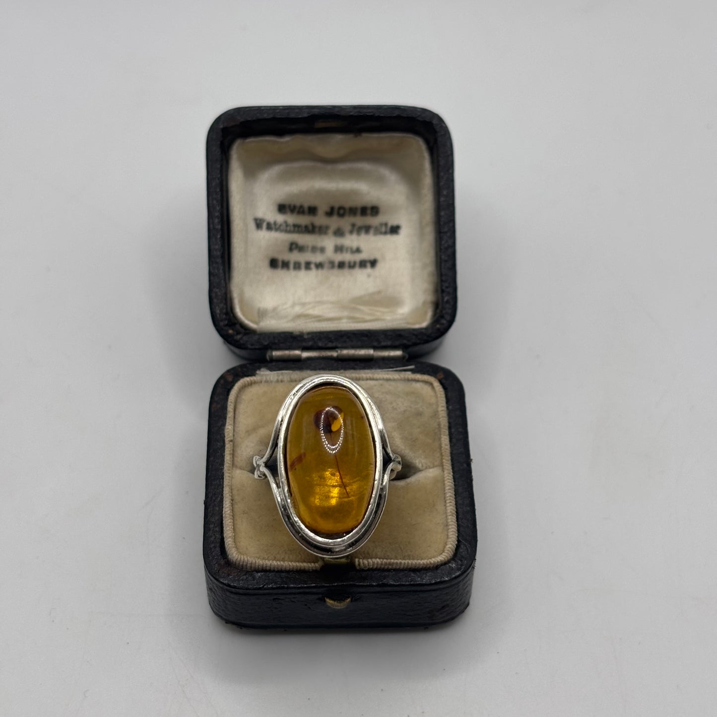Silver Amber Ring