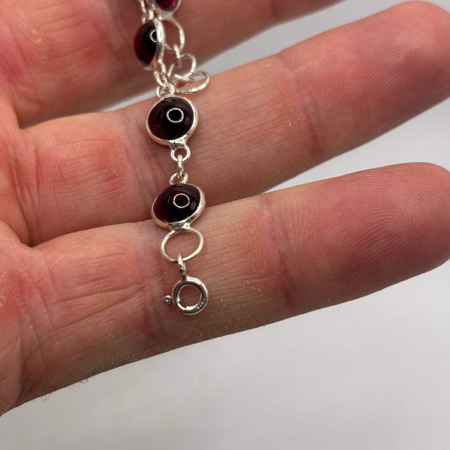 Silver 7”-7.5” Garnet Bracelet