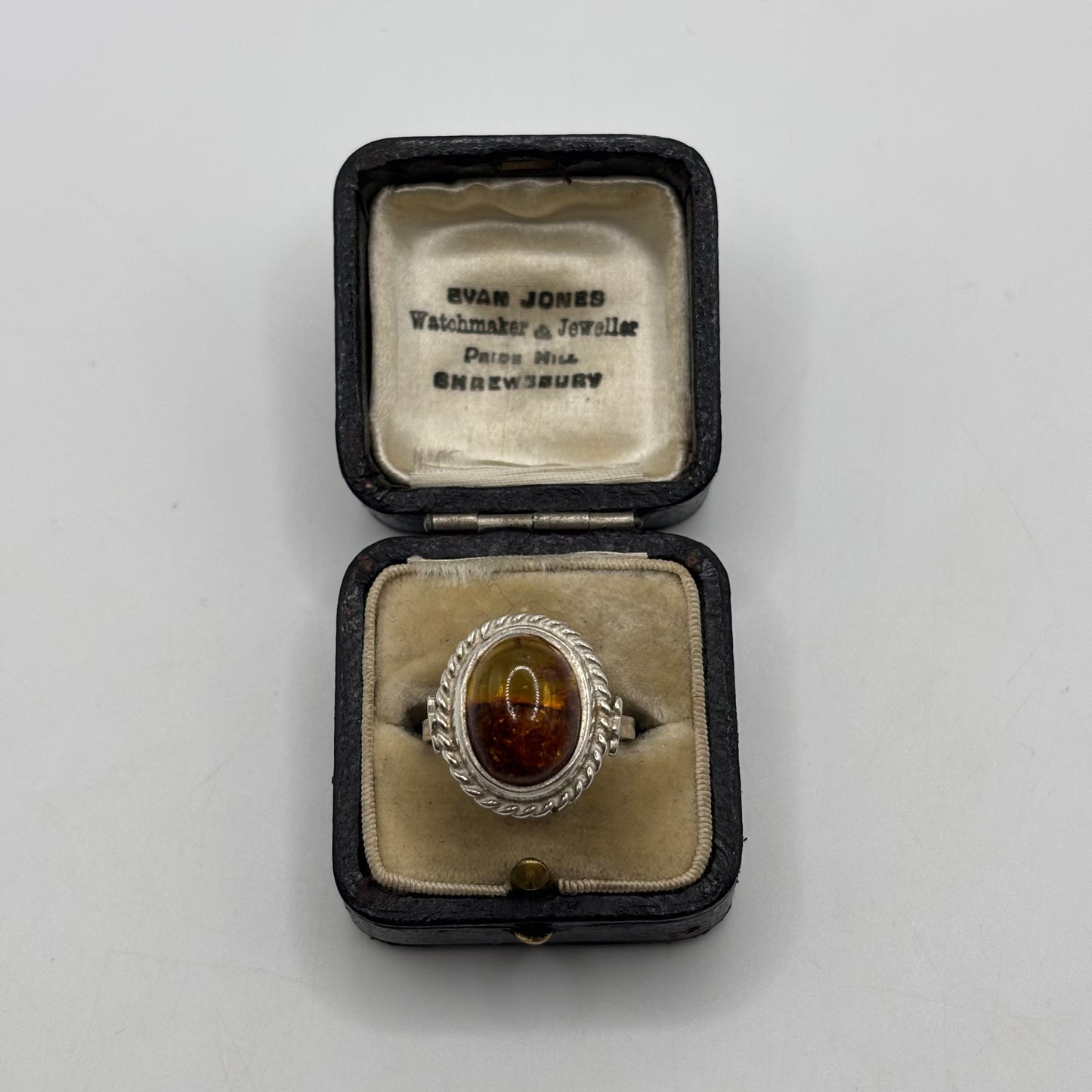 Silver Amber Ring