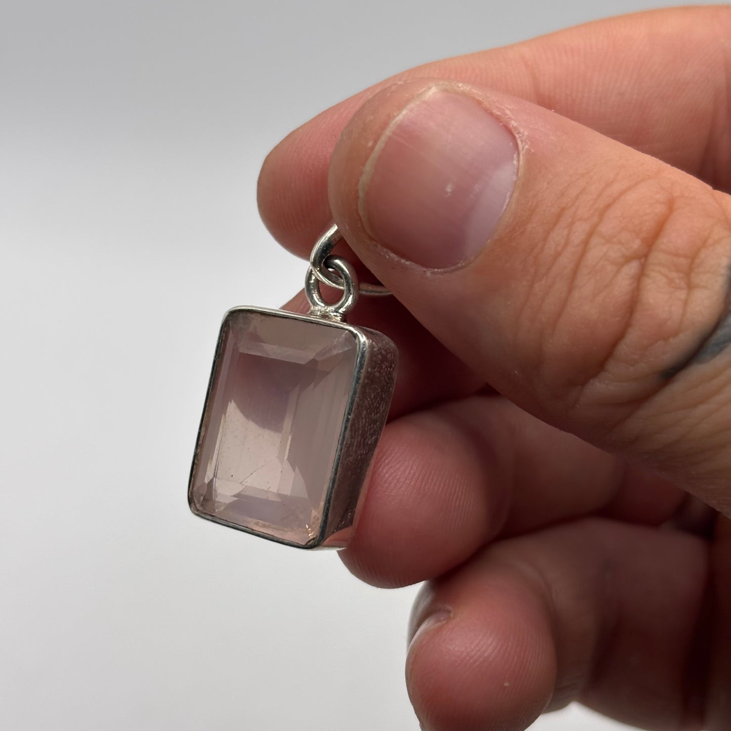 Silver Rose Quartz Pendant