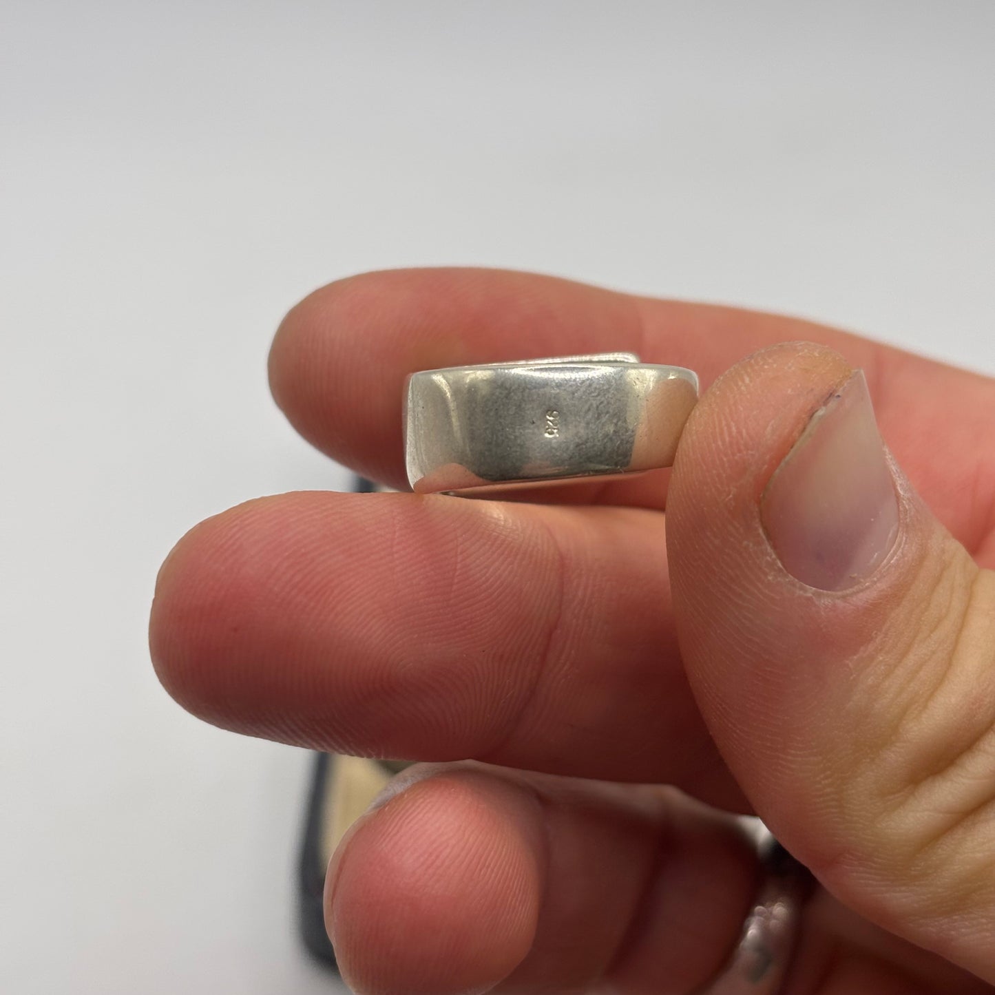 Silver Mixed Amber Abstract Ring