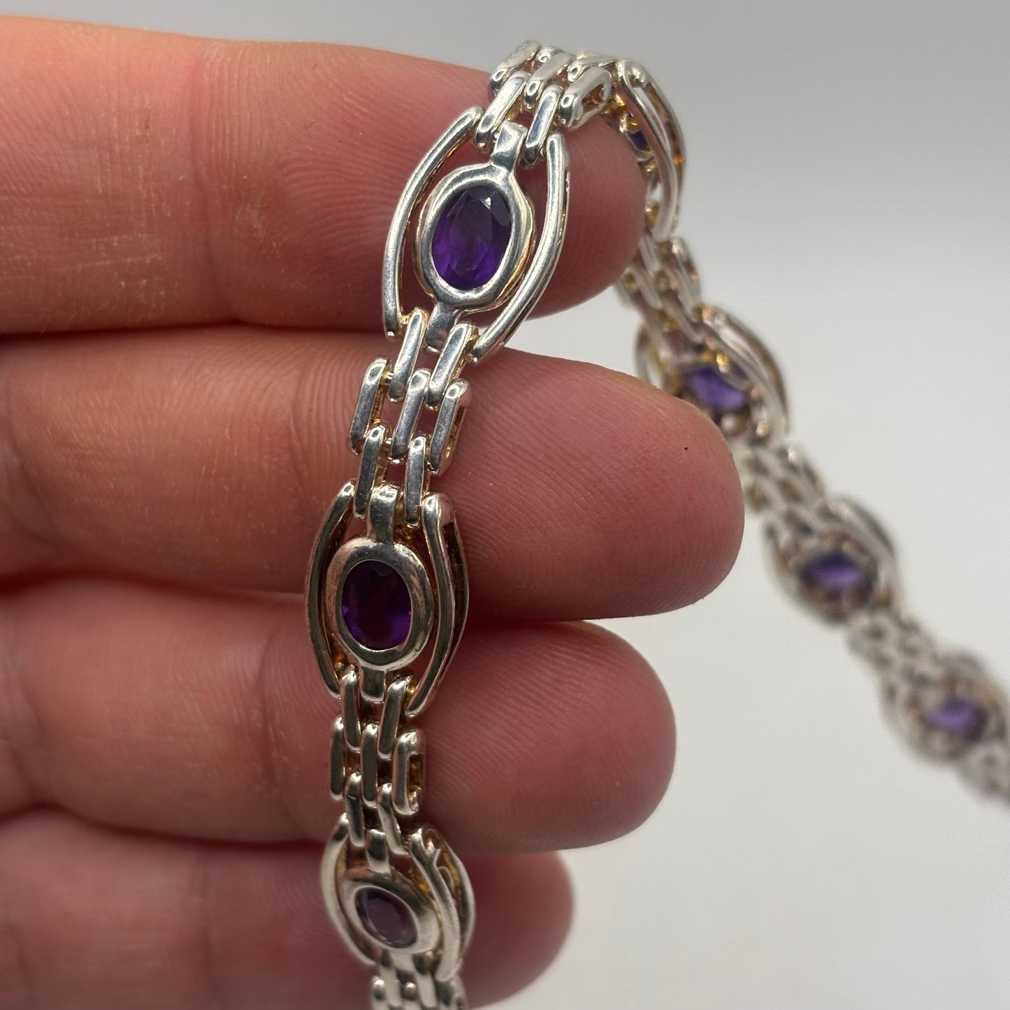 Silver 8” Amethyst Bracelet