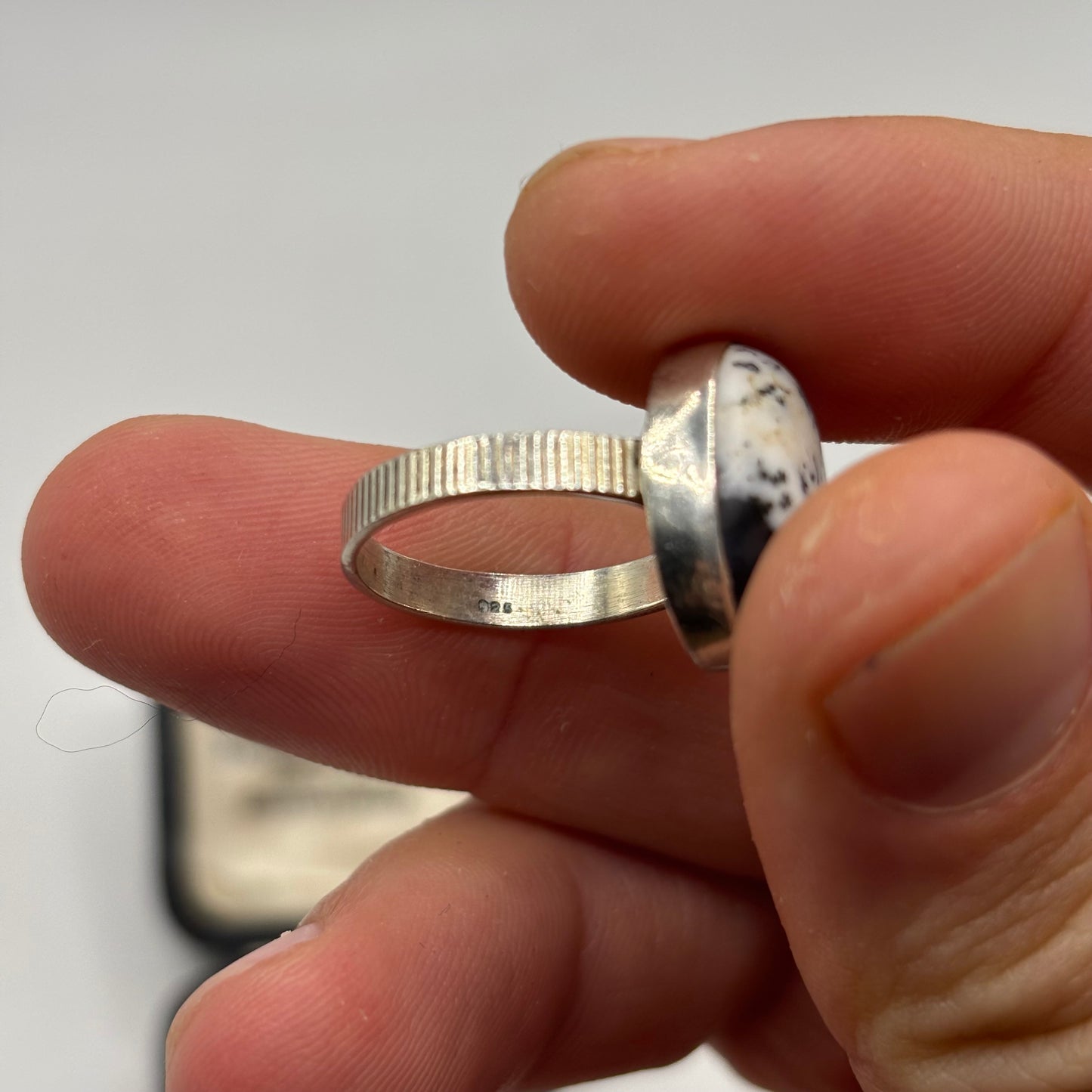 Silver Dendrite Agate Ring