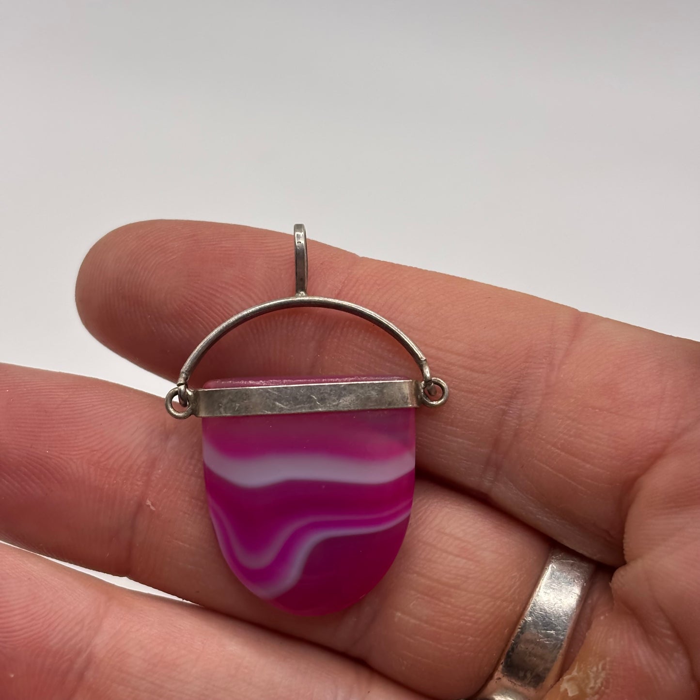 Silver Pink Agate Pendant