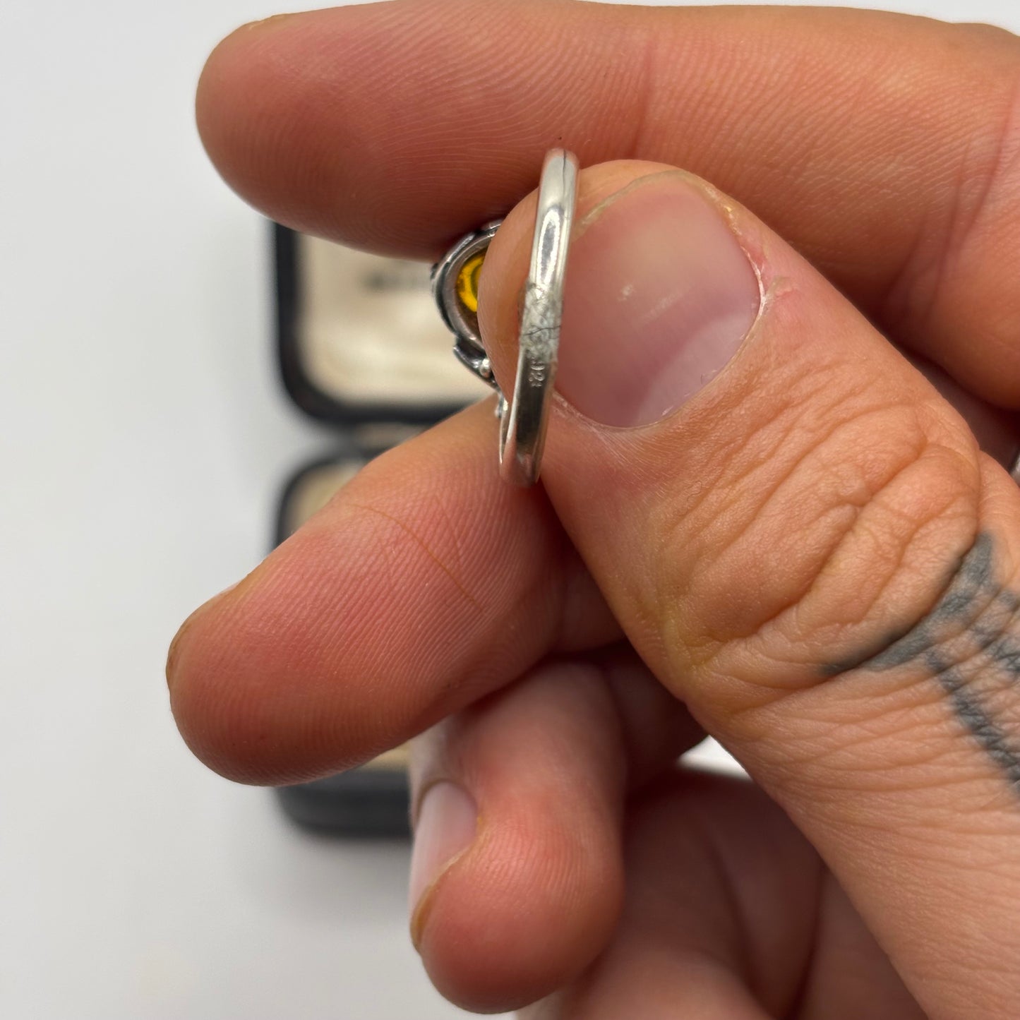 Silver Amber Ring