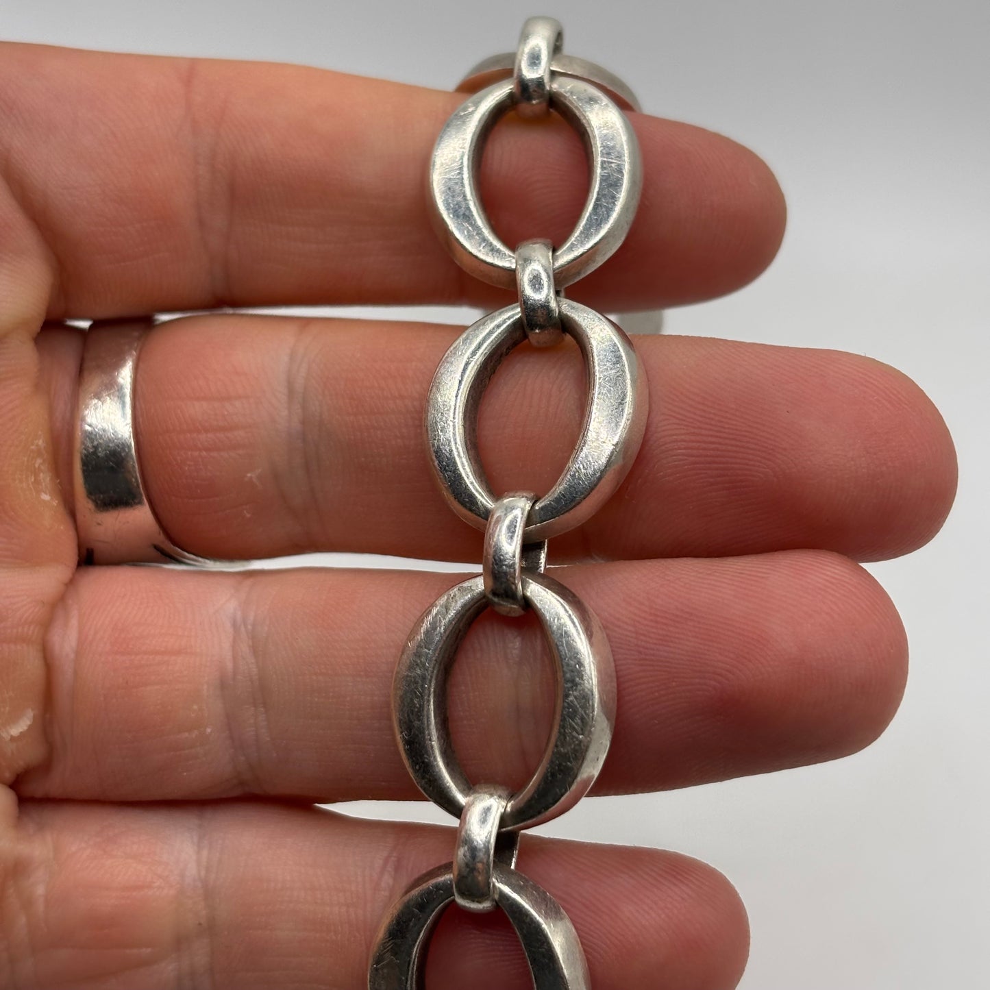 Silver 7.5” Chunky Bracelet