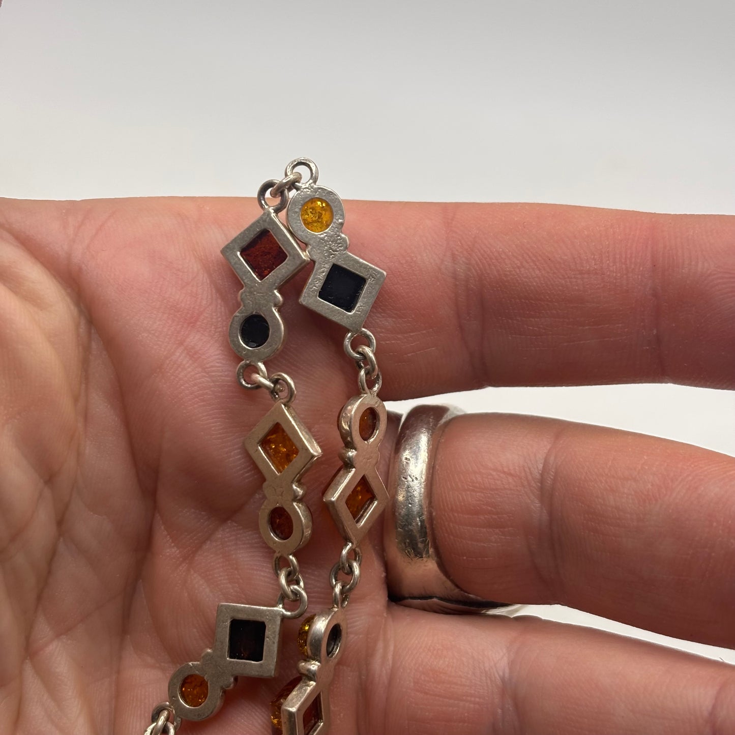 Silver 7.5” Amber Bracelet
