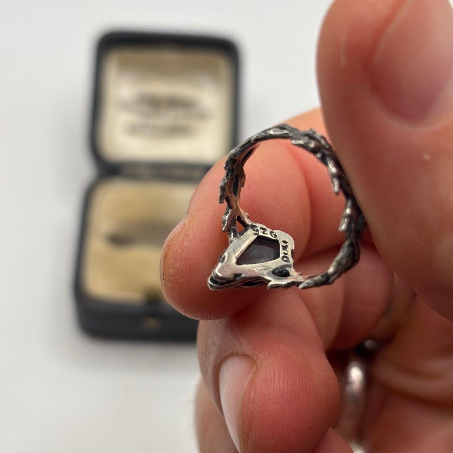 Silver Labradorite Coffin Ring