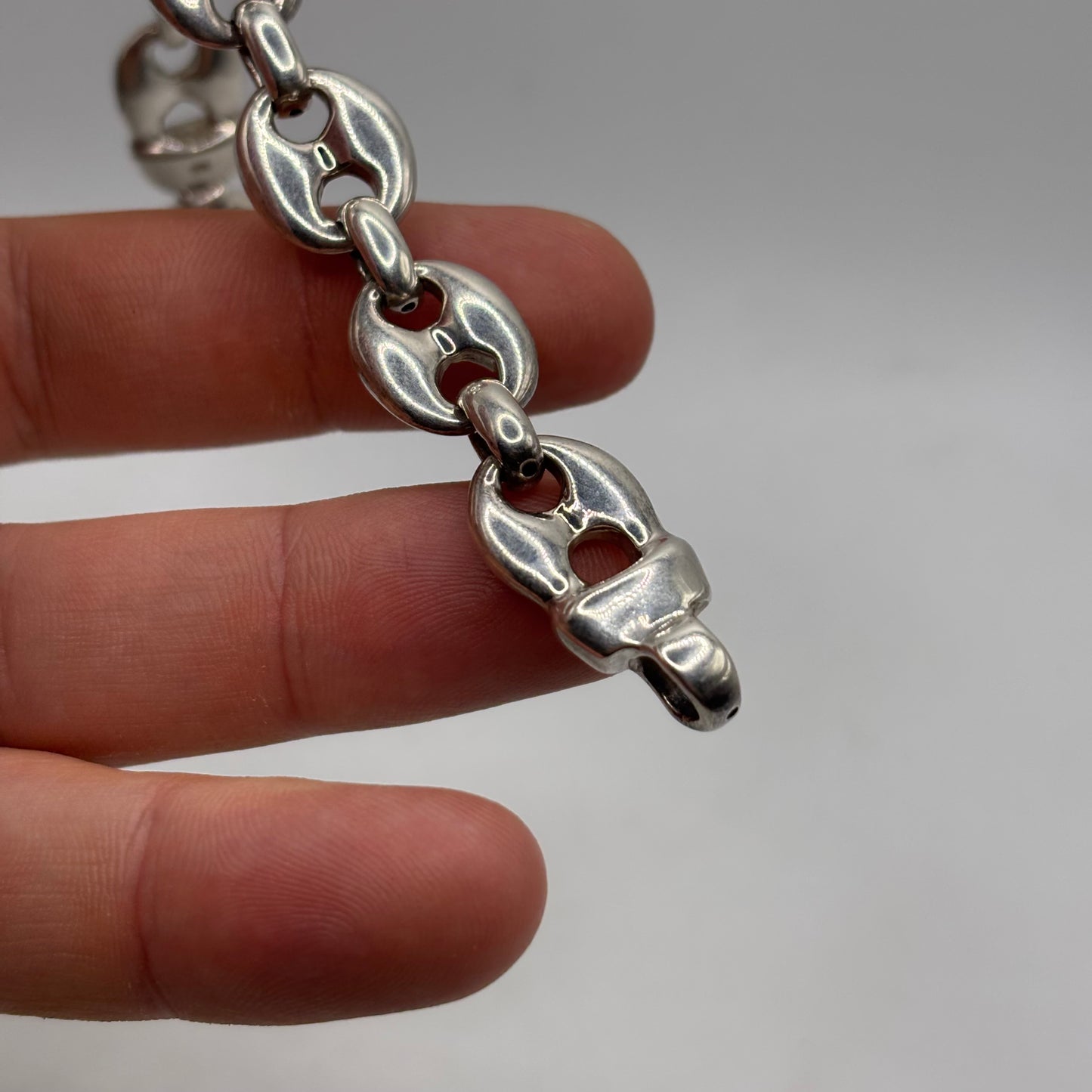 Silver 7” Marina Puff Link Bracelet