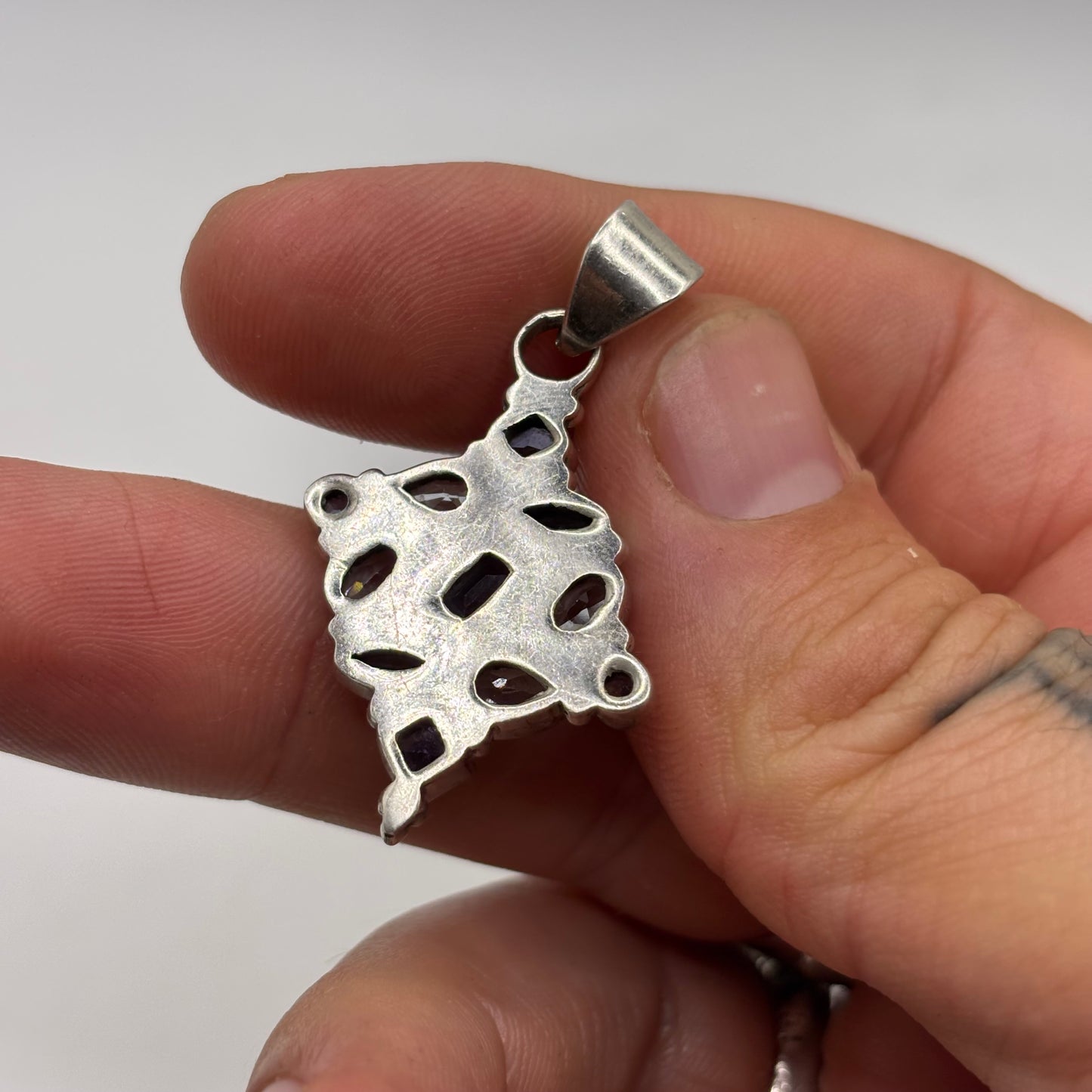 Silver Topaz Mixed Gem Pendant