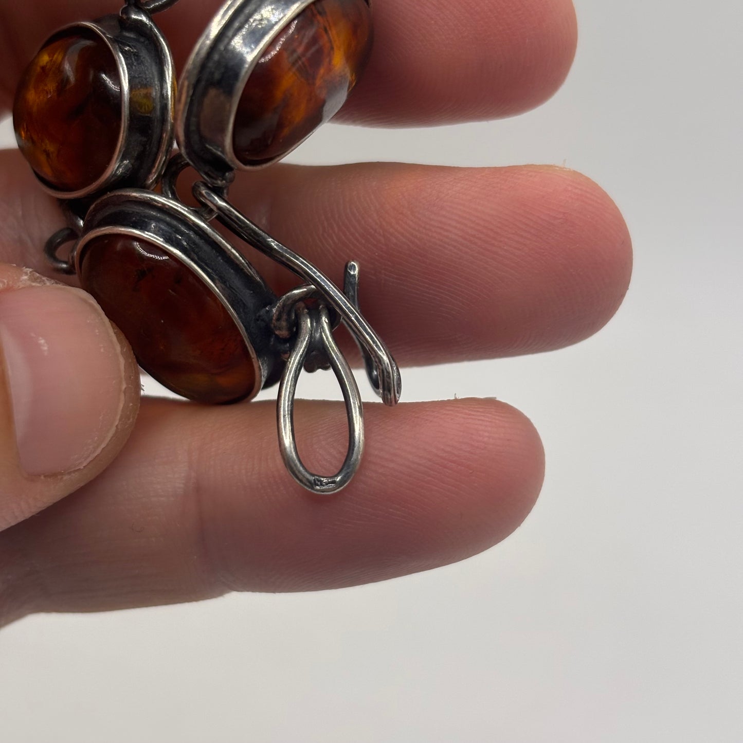 Silver 8” Amber Bracelet