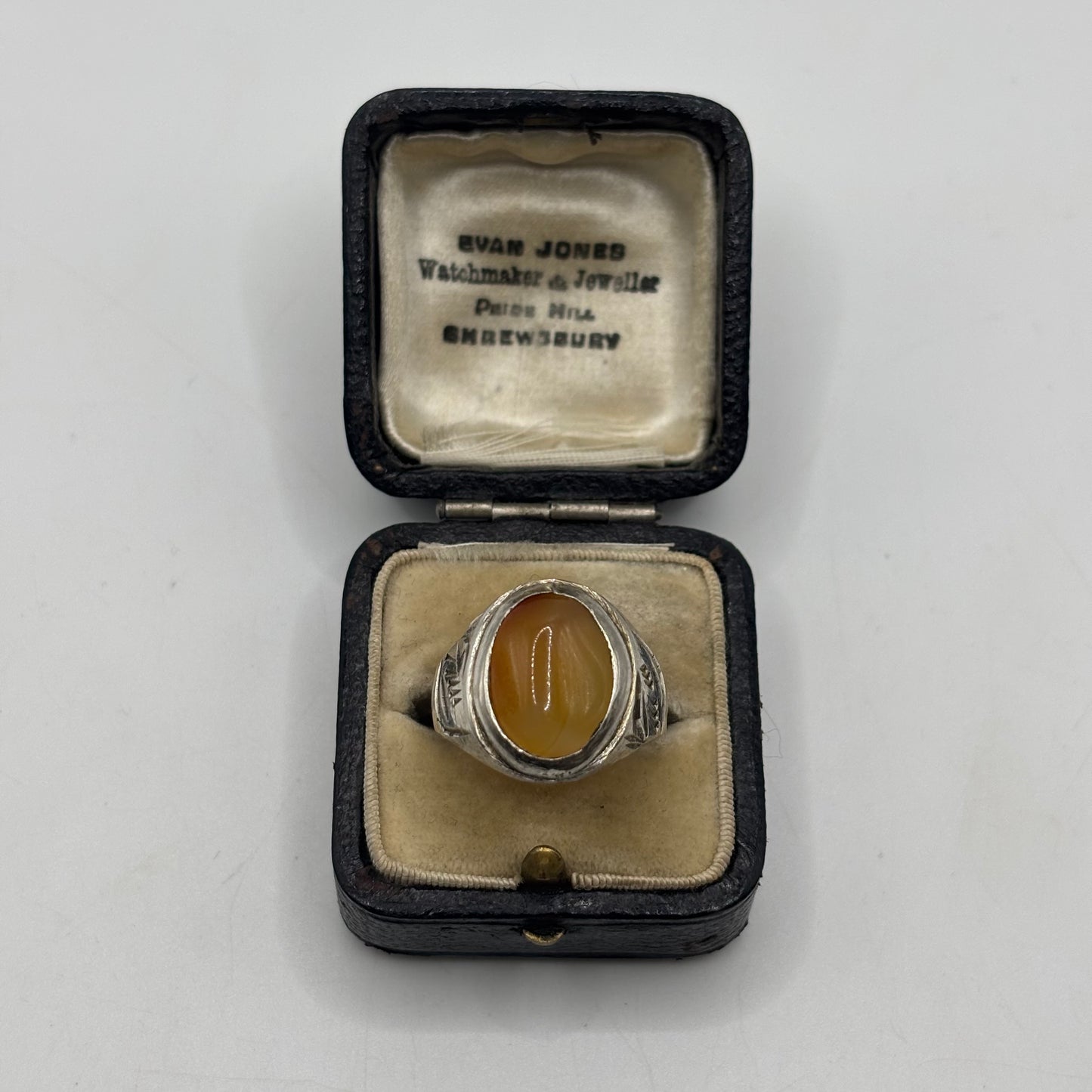 Silver Agate Signet Ring