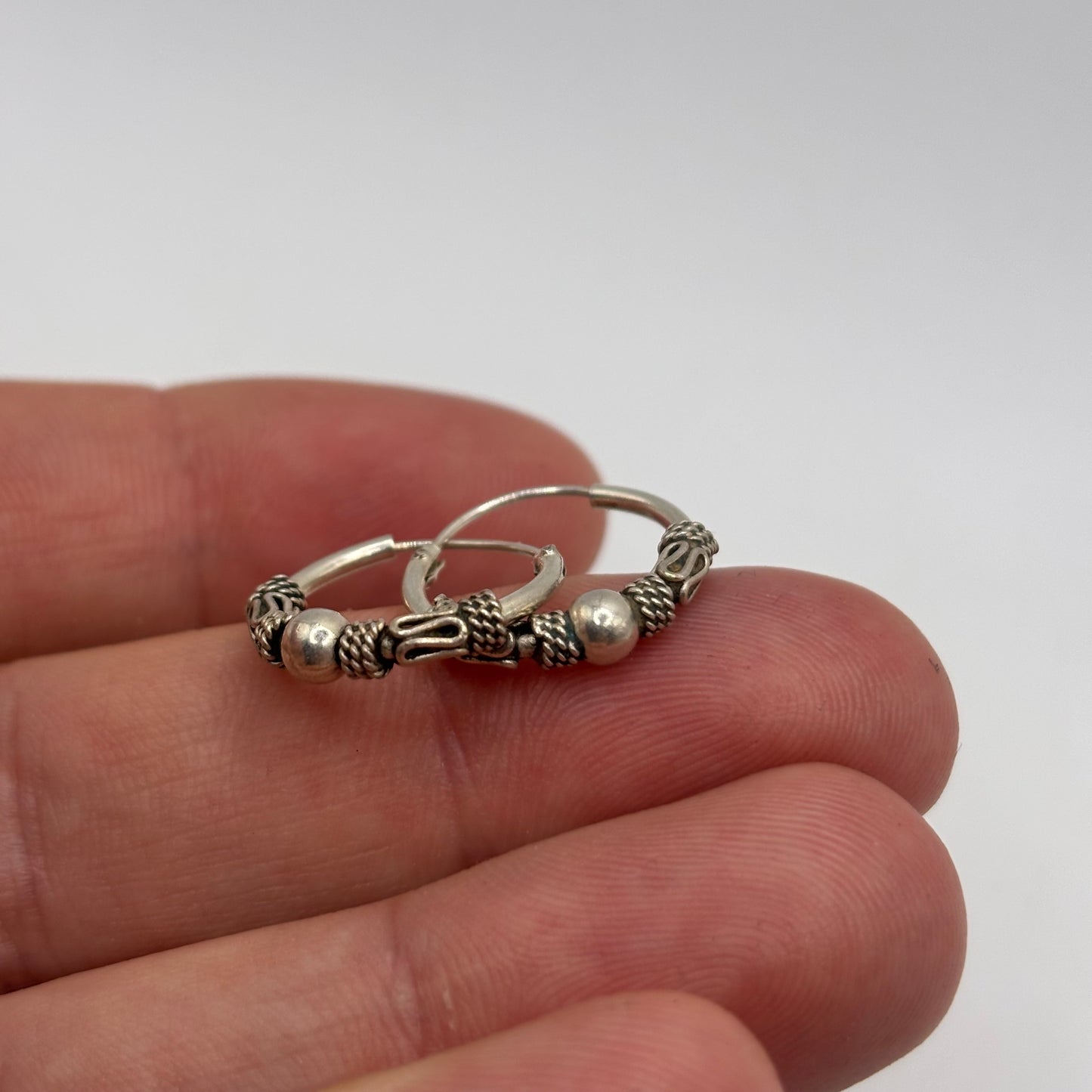 Silver 18mm Ball Hoop Earrings
