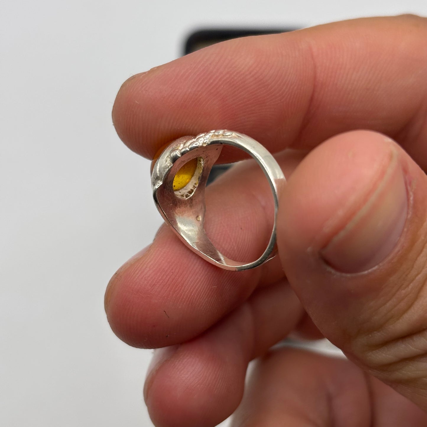 Silver Amber Ring