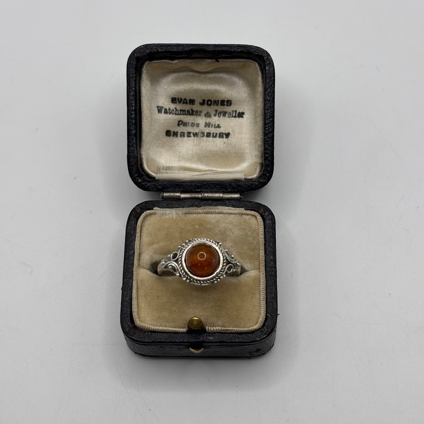 Silver Amber Ring