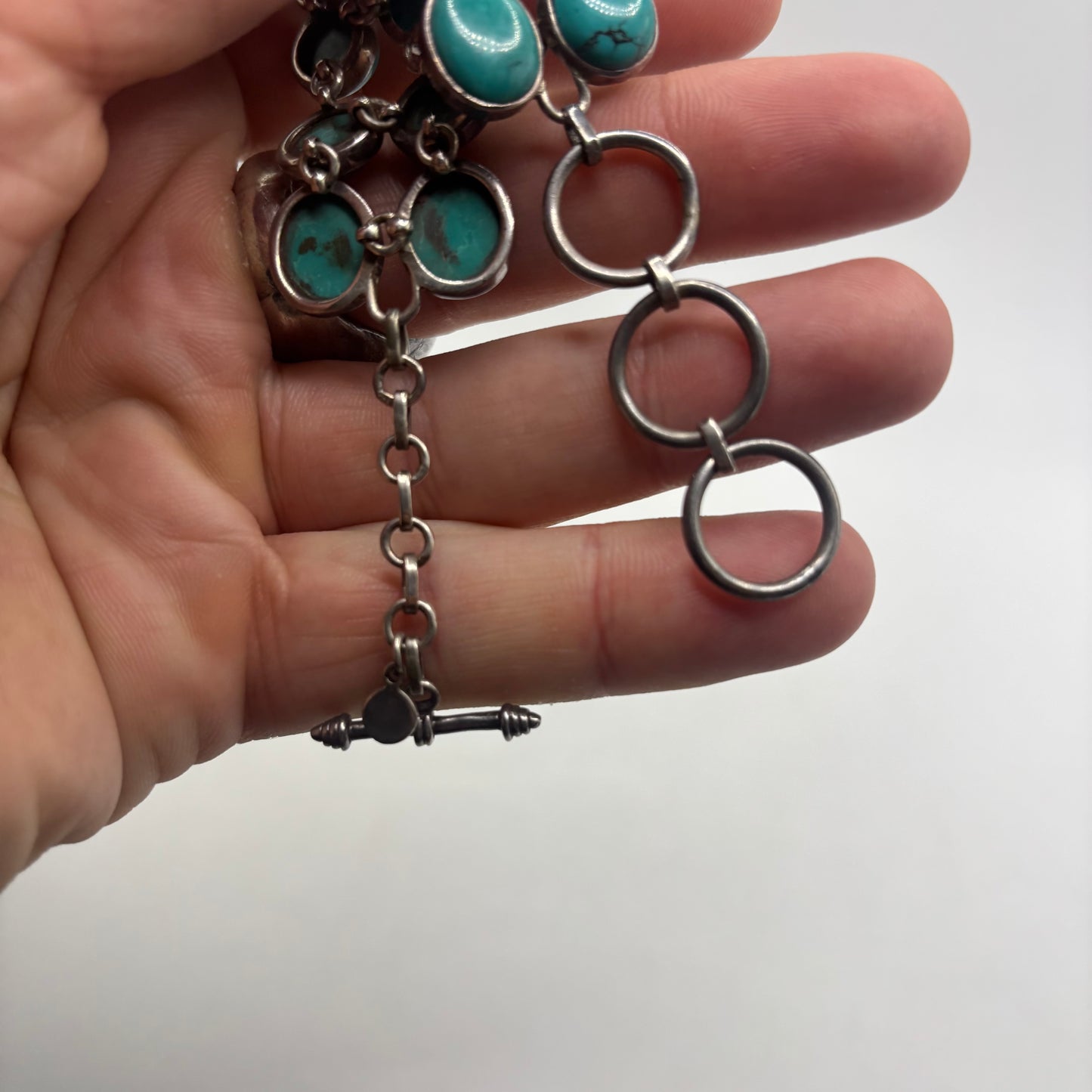 Silver 7”-8.5” Turquoise Bracelet